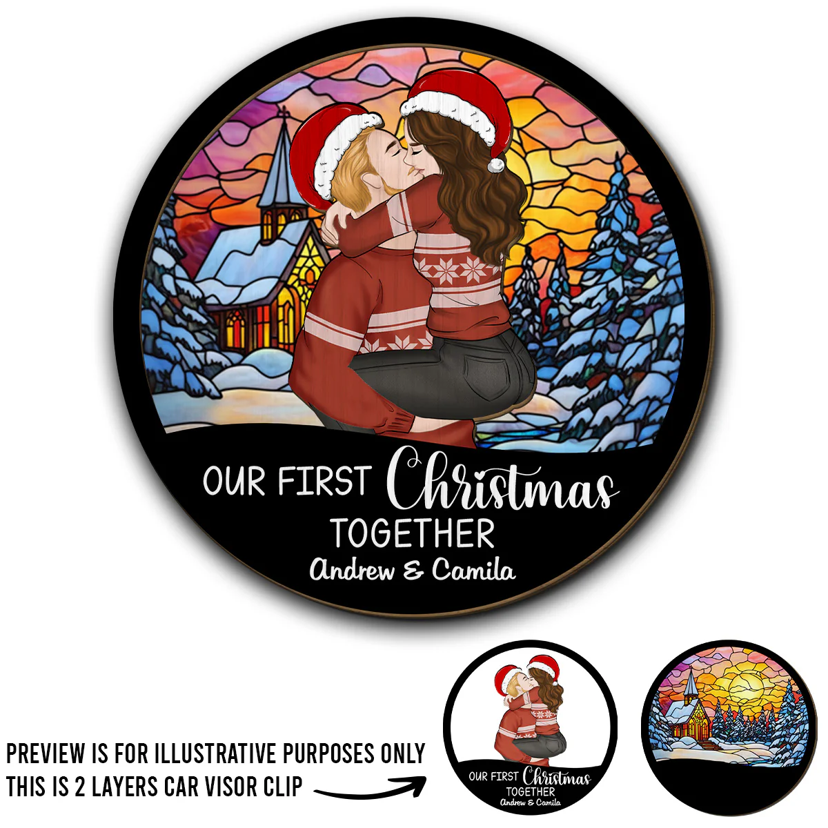 Our First Christmas Together - Personalized Custom Car Visor Clip - Image 4