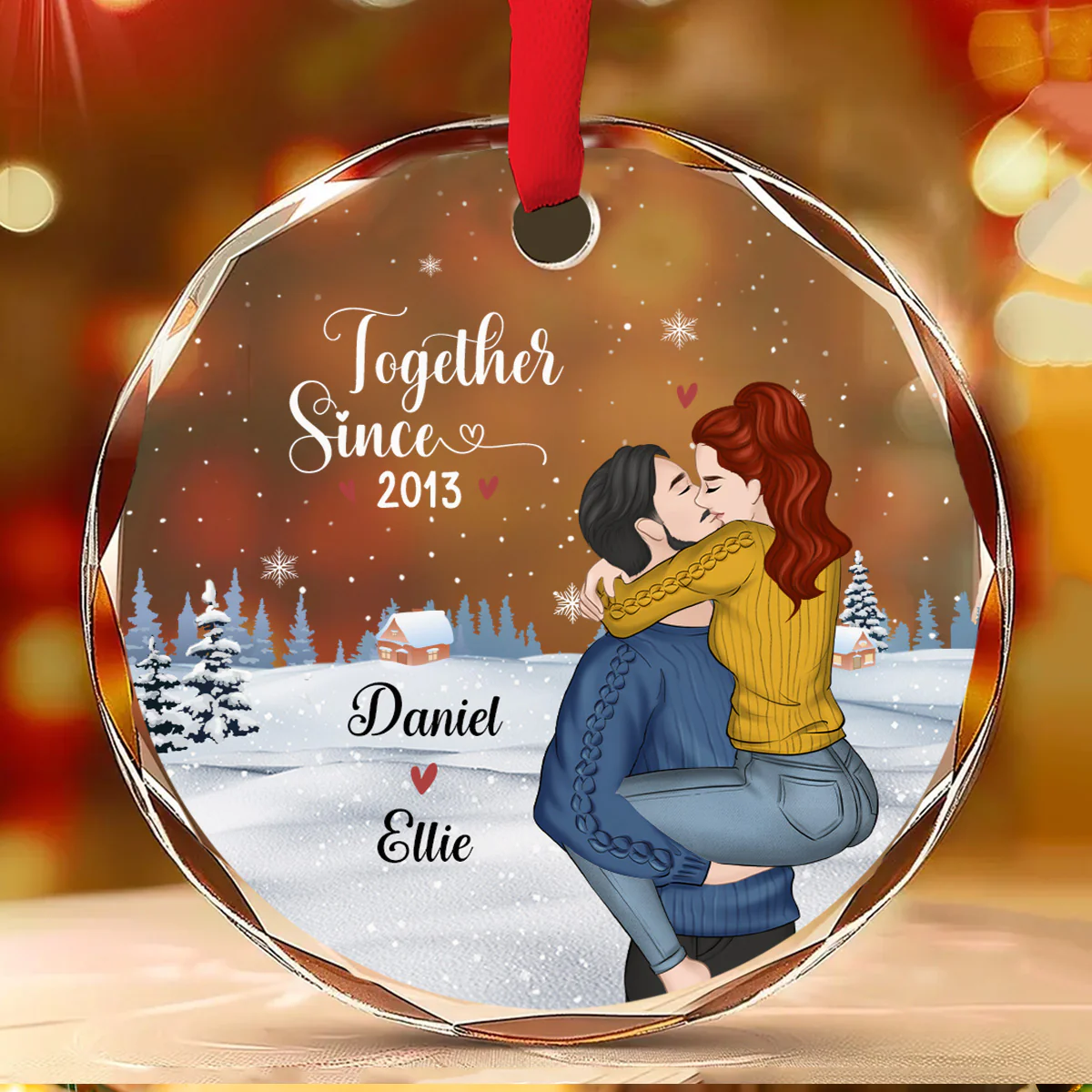 Our First Christmas Together - Personalized Custom Glass Ornament - Image 2