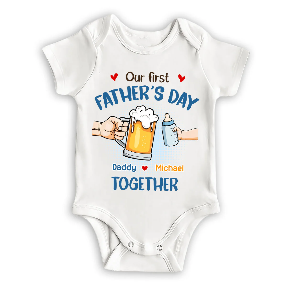 Our First Father Day Cheer - Personalized Custom Baby Onesie