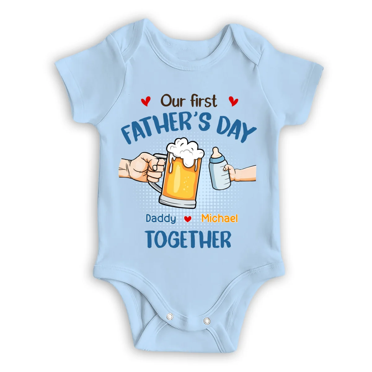 Our First Father Day Cheer - Personalized Custom Baby Onesie - Image 8