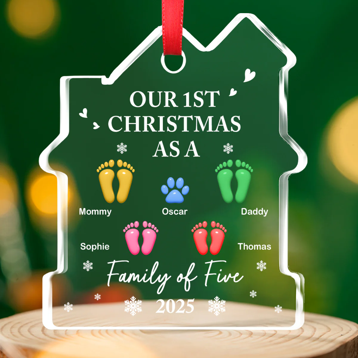Our First Holiday Season As One - Personalized Custom House Shaped Glass Ornament - Image 3