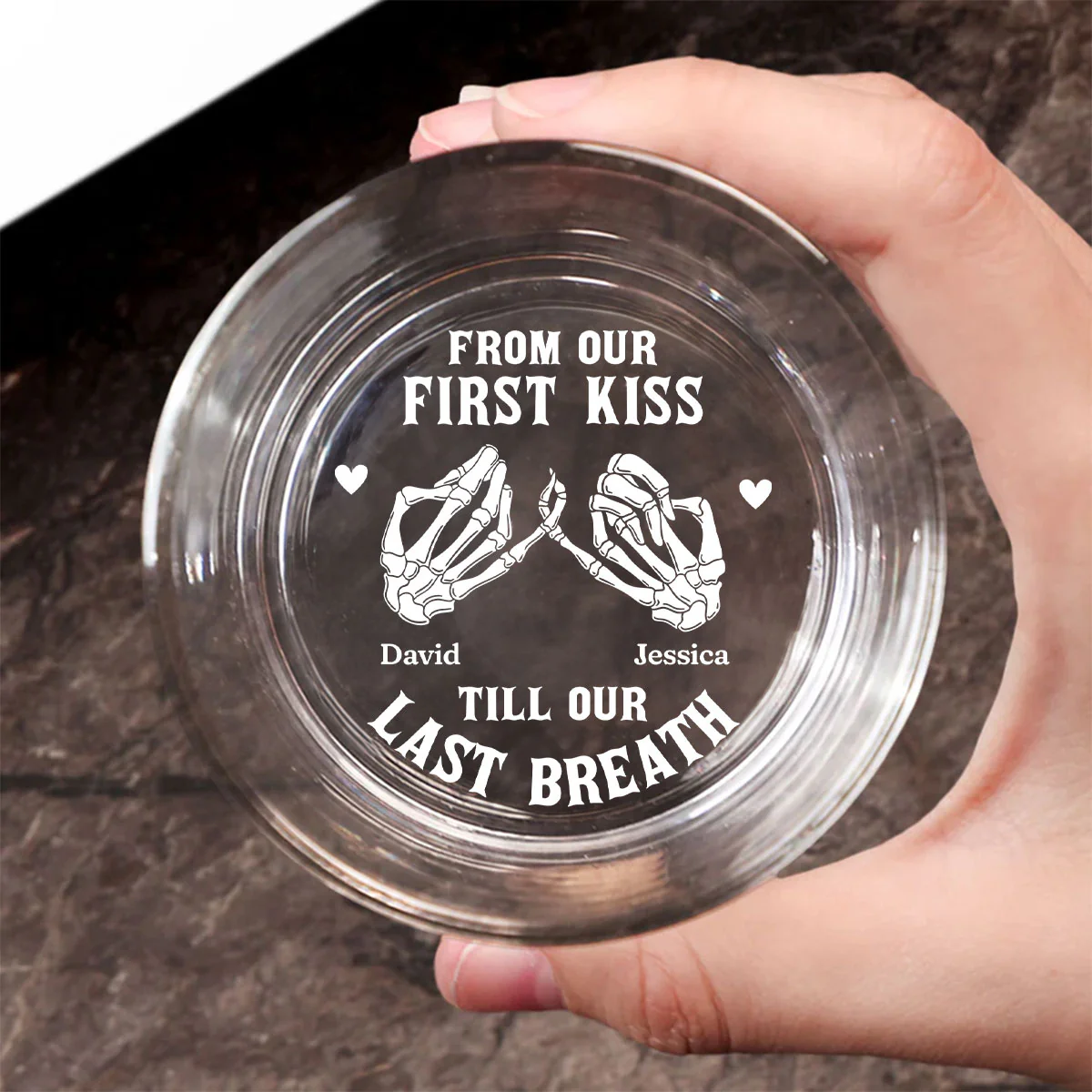 Our First Kiss - Personalized Custom Engraved Whiskey Glass - Image 5