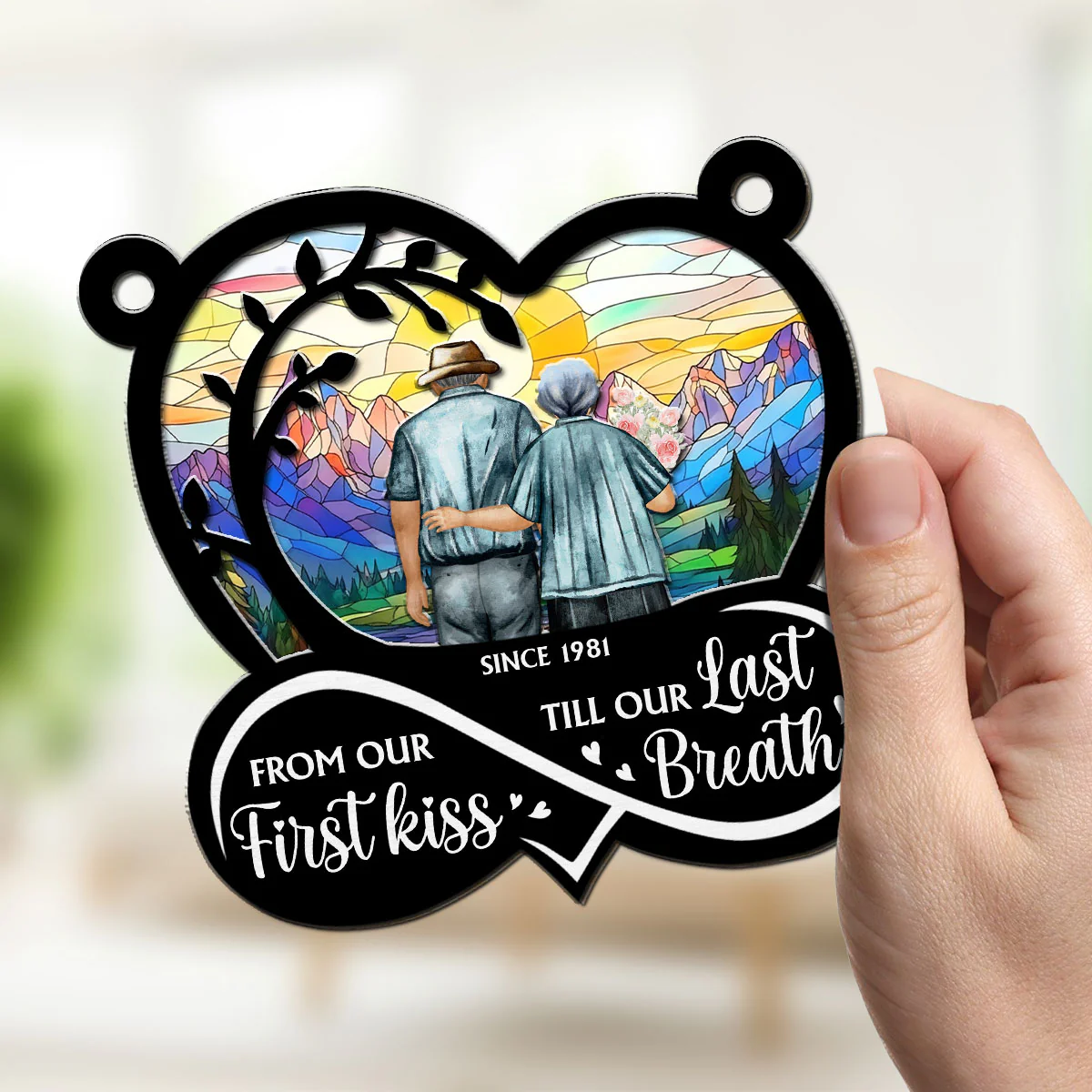 Our First Kiss - Personalized Custom Suncatcher - Image 2