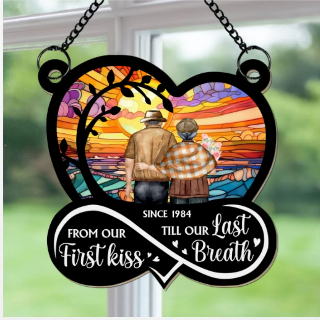 Our First Kiss - Personalized Custom Suncatcher - Image 4