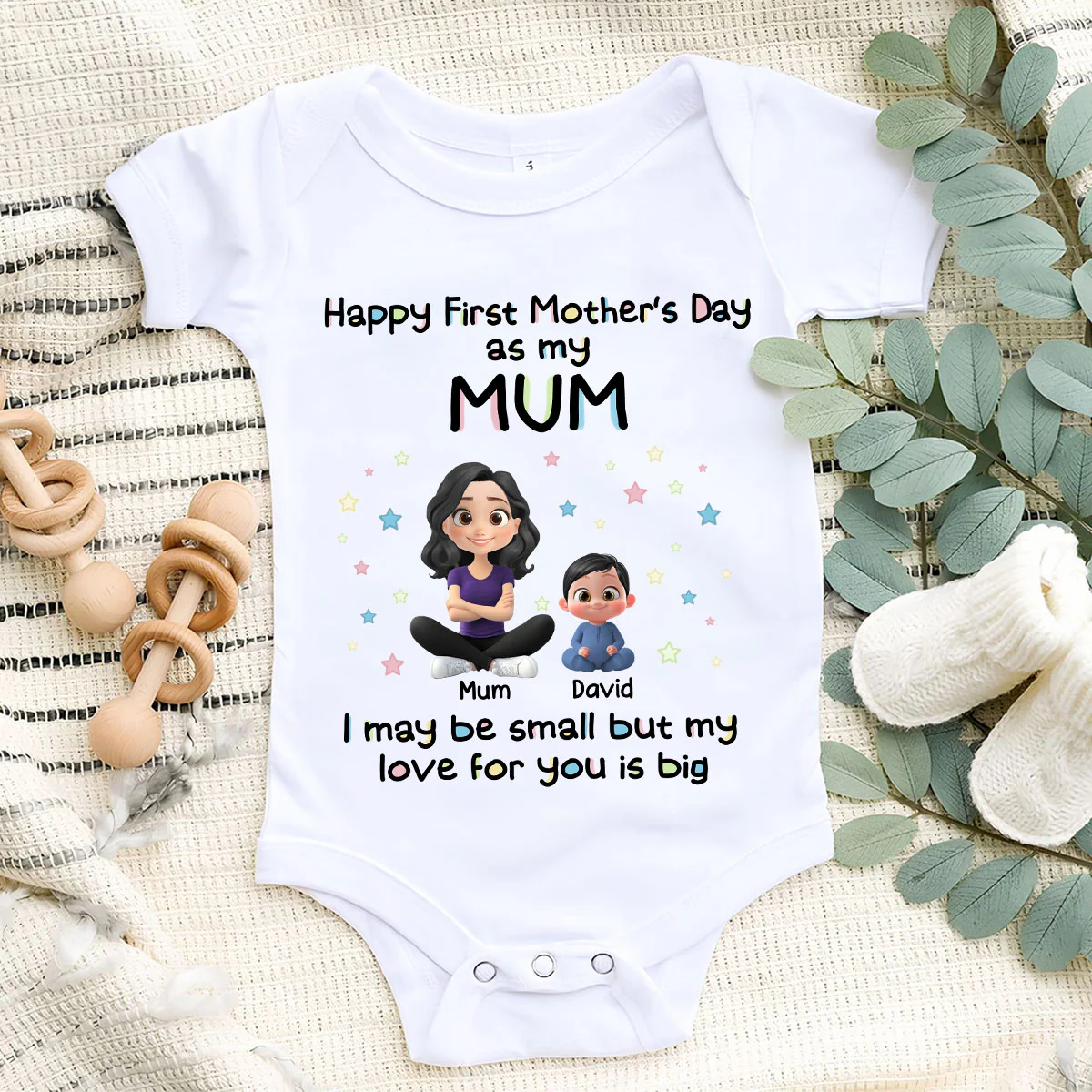 Our First Mother Day - Personalized Custom Baby Onesie - Image 7