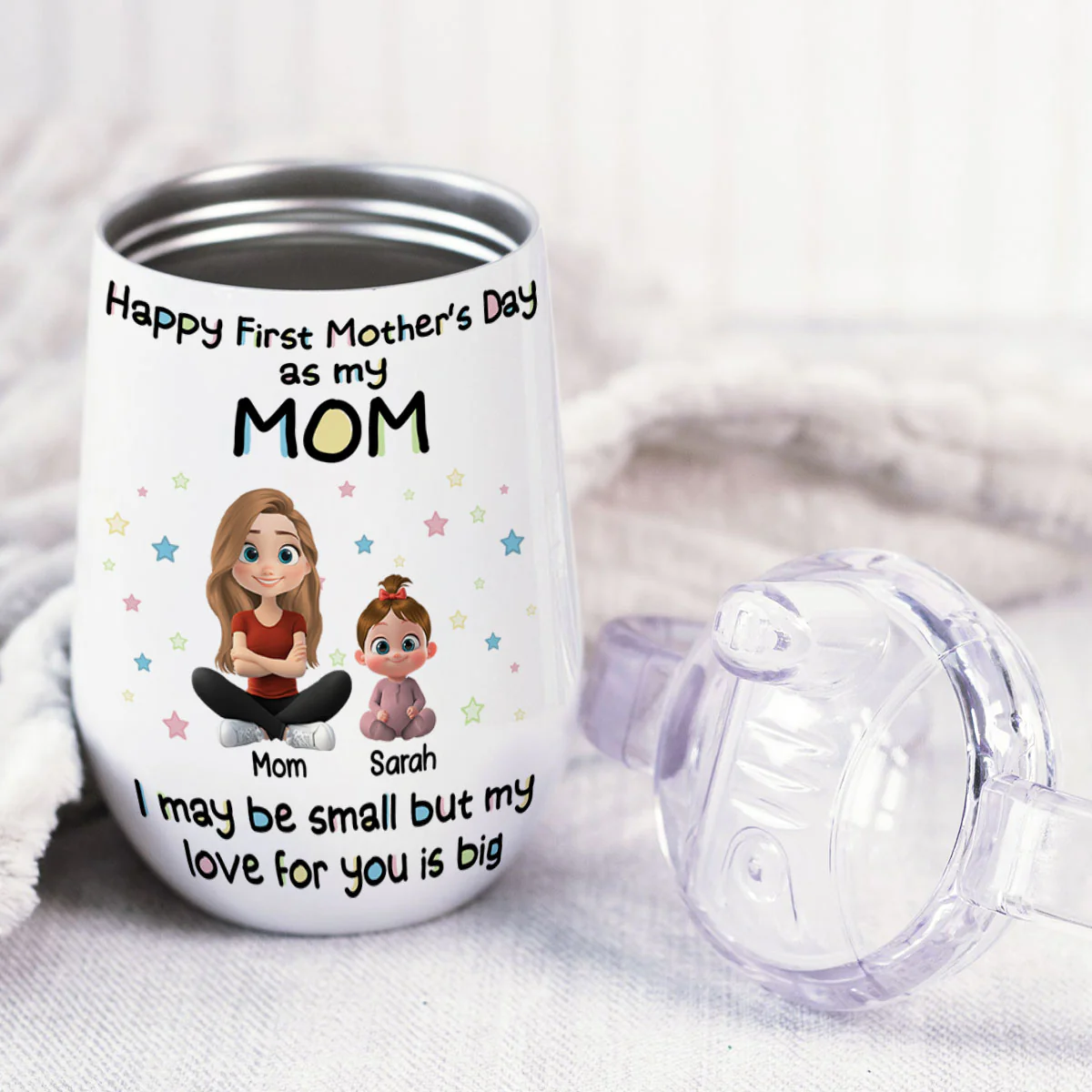 Our First Mother Day - Personalized Custom Sippy Cup With Handles - Image 3