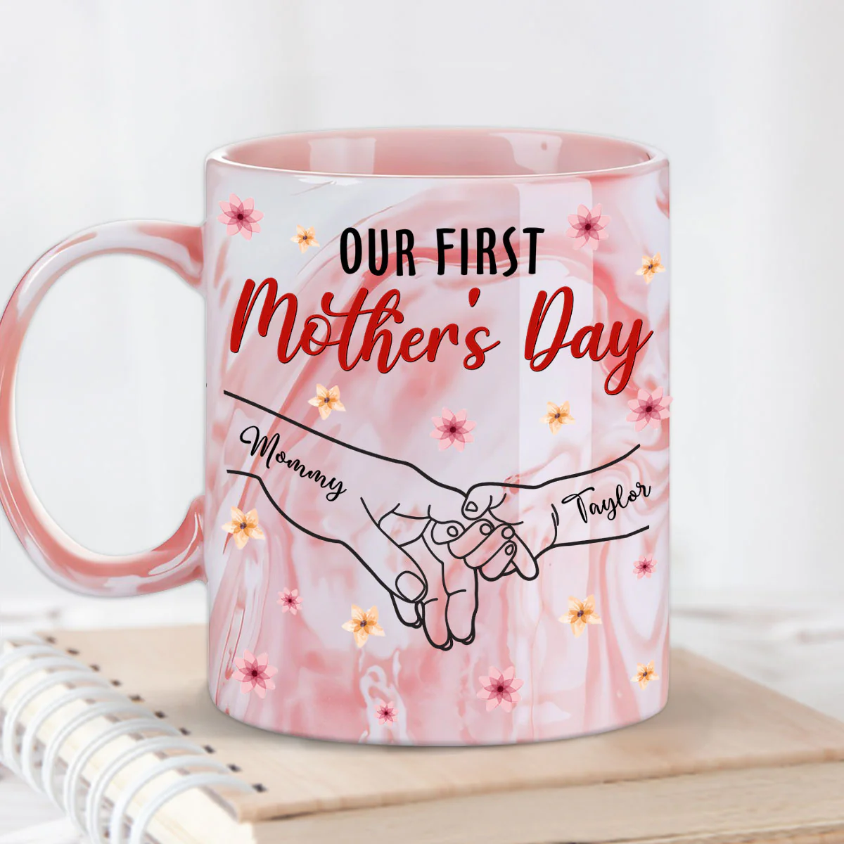 Our First Time - Personalized Custom Pink Marble Mug - Image 4