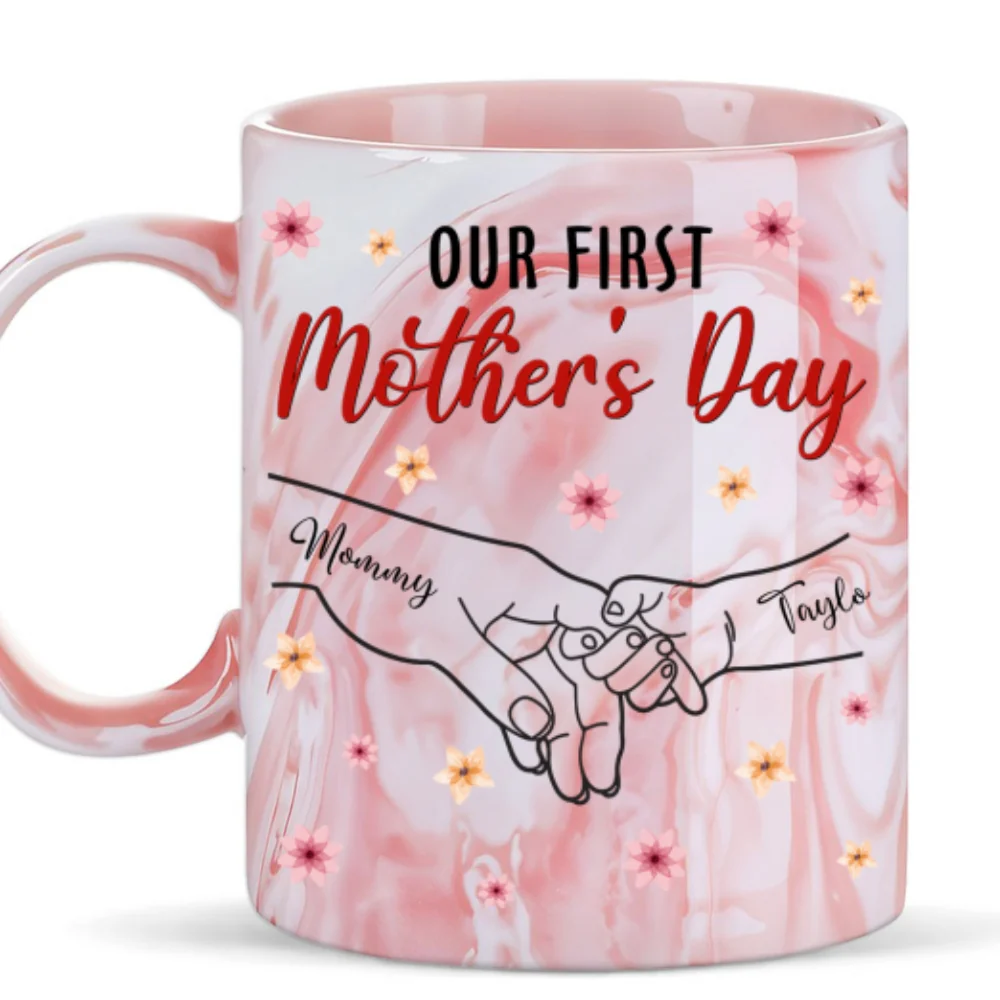 Our First Time - Personalized Custom Pink Marble Mug - Image 6