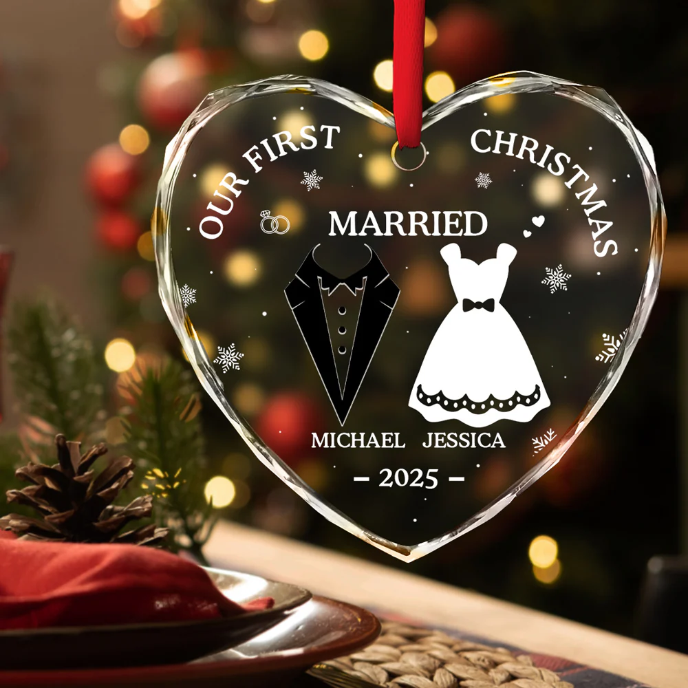 Our First Xmas Together - Personalized Custom Glass Ornament - Image 2