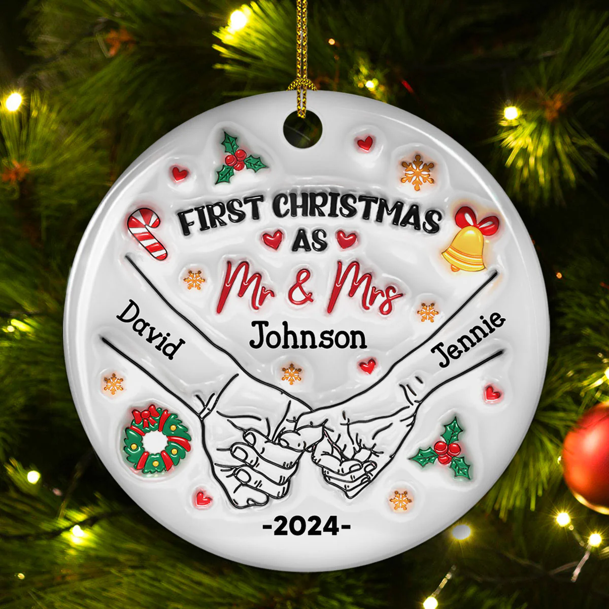 Our First Year - Personalized Custom 3D Inflated Effect Ceramic Ornament - Image 2