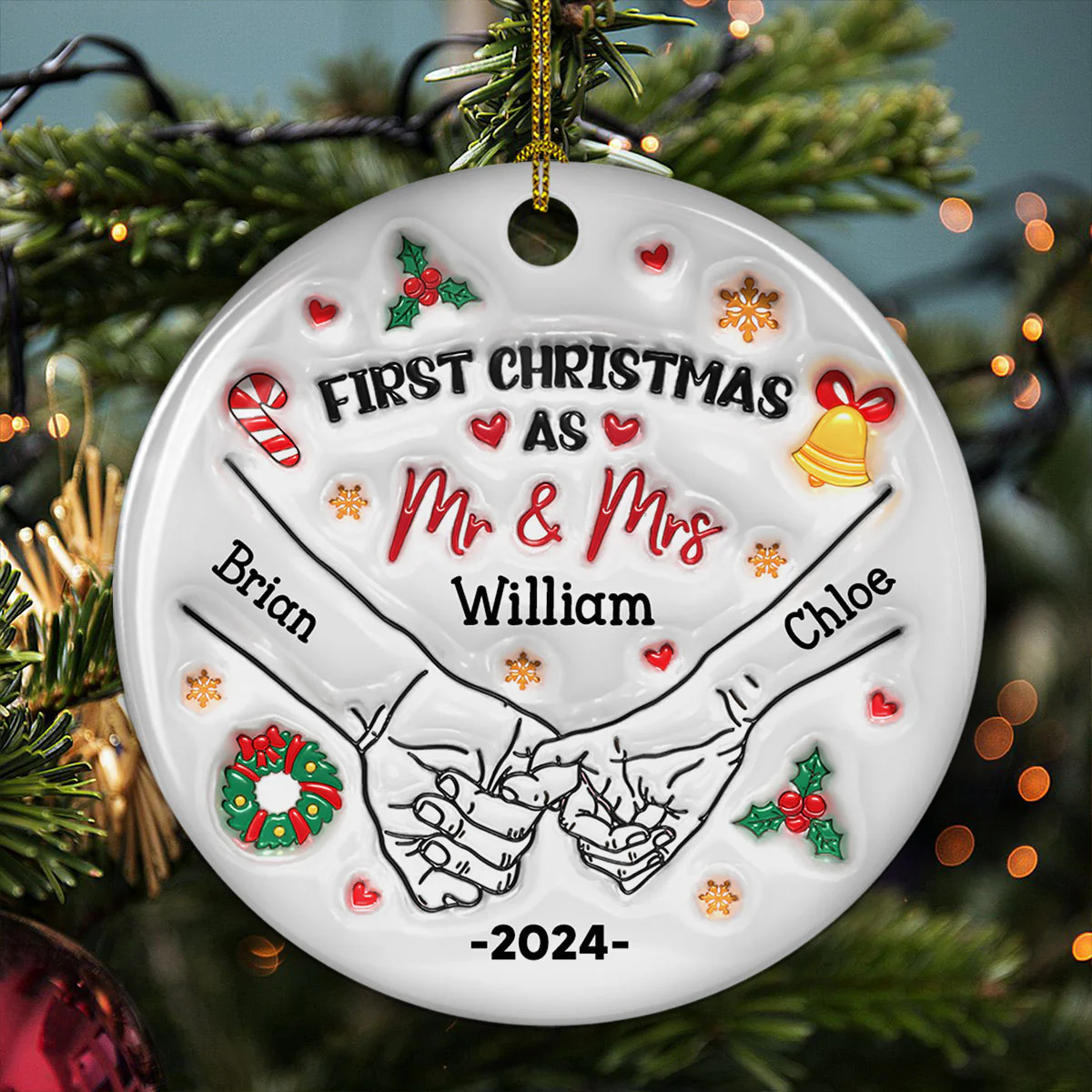 Our First Year - Personalized Custom 3D Inflated Effect Ceramic Ornament - Image 3