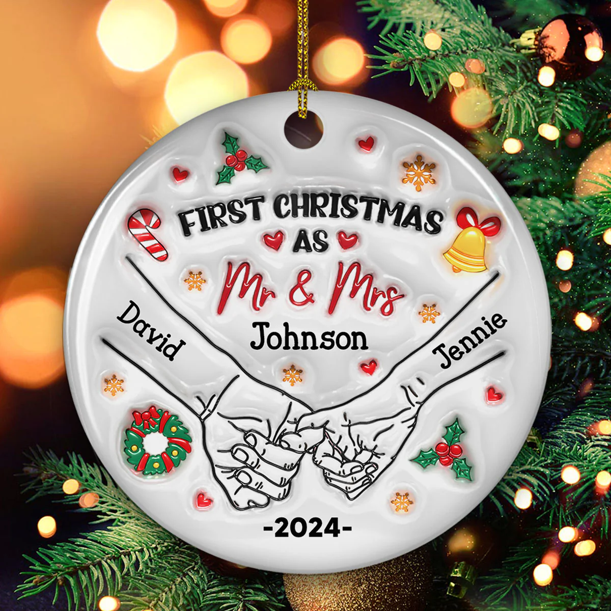 Our First Year - Personalized Custom 3D Inflated Effect Ceramic Ornament - Image 4