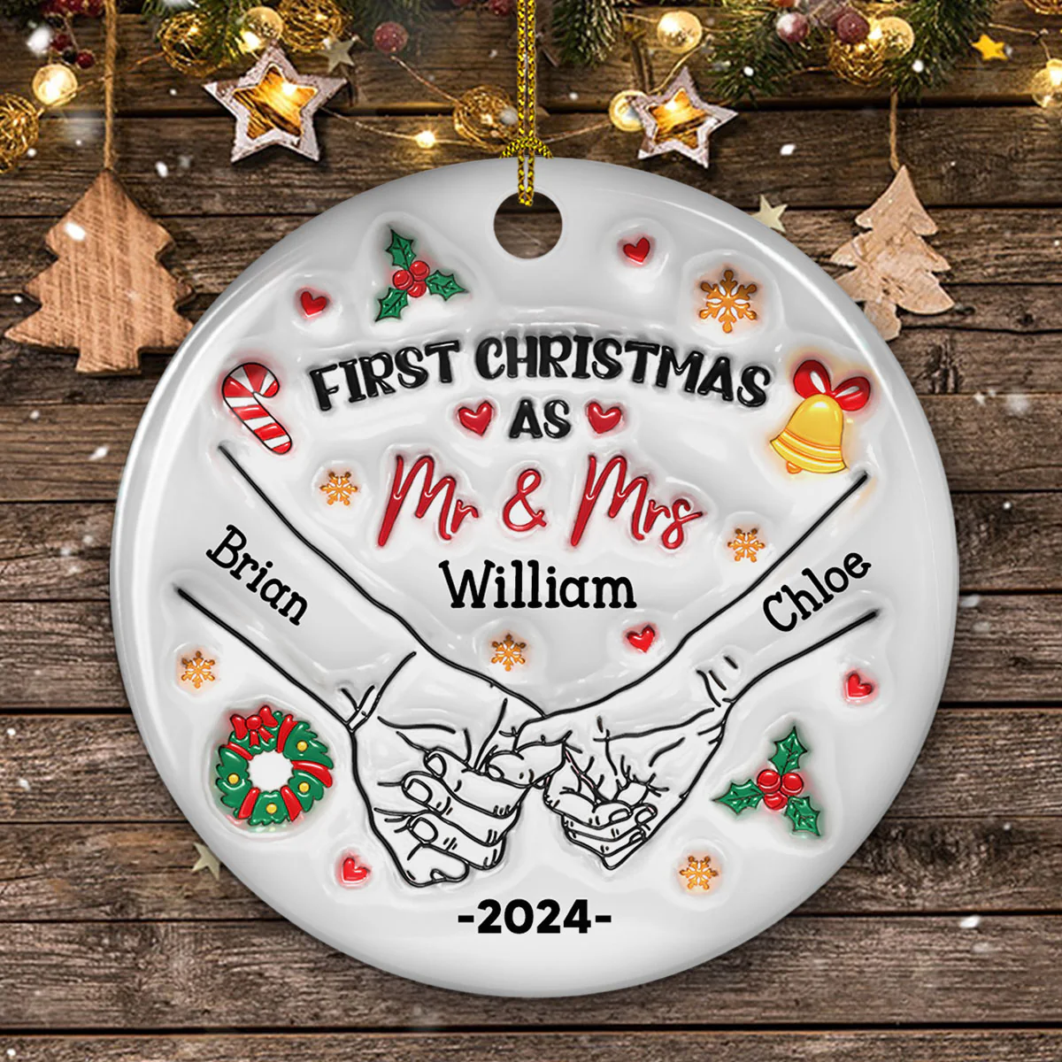 Our First Year - Personalized Custom 3D Inflated Effect Ceramic Ornament - Image 5
