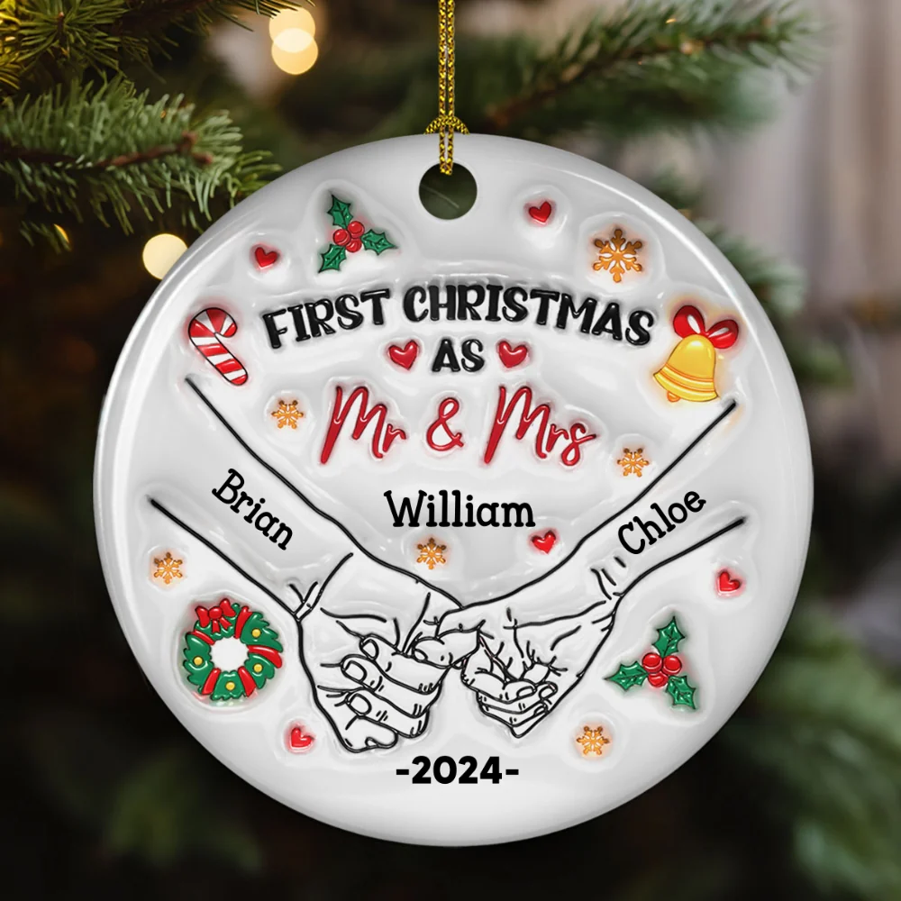 Our First Year - Personalized Custom 3D Inflated Effect Ceramic Ornament - Image 6
