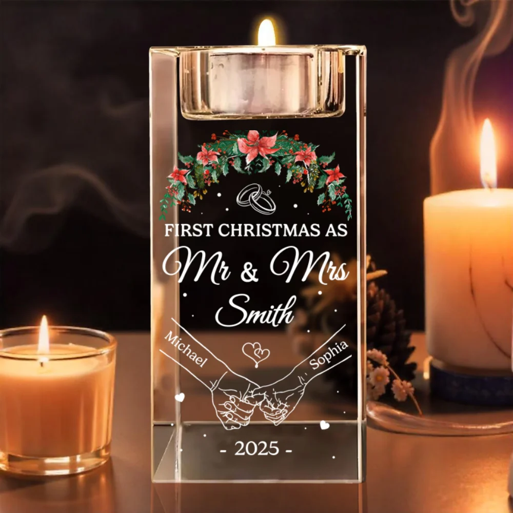 Our First Year - Personalized Custom Crystal Candle Holder - Image 7