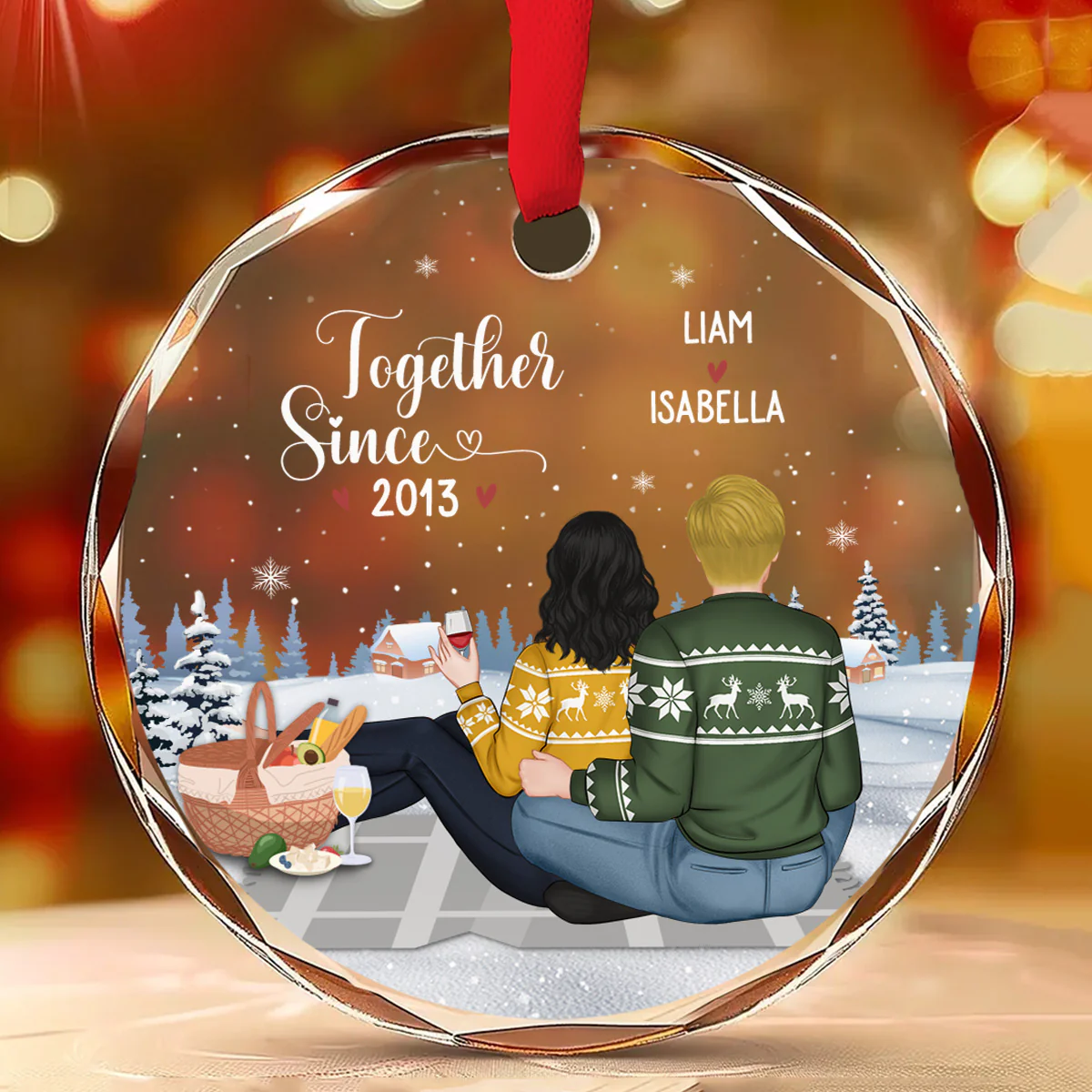 Our First Year - Personalized Custom Glass Ornament - Image 2