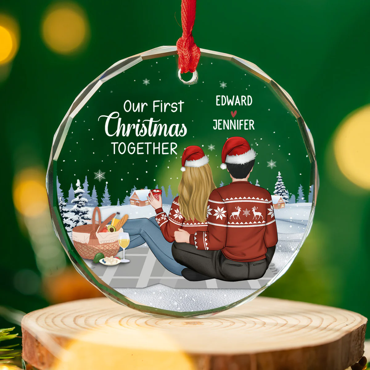 Our First Year - Personalized Custom Glass Ornament - Image 4