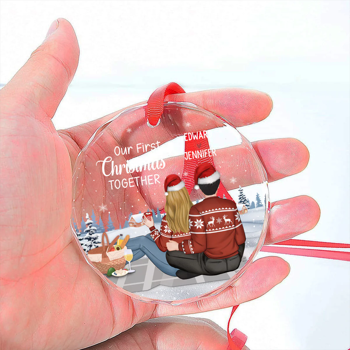 Our First Year - Personalized Custom Glass Ornament - Image 6