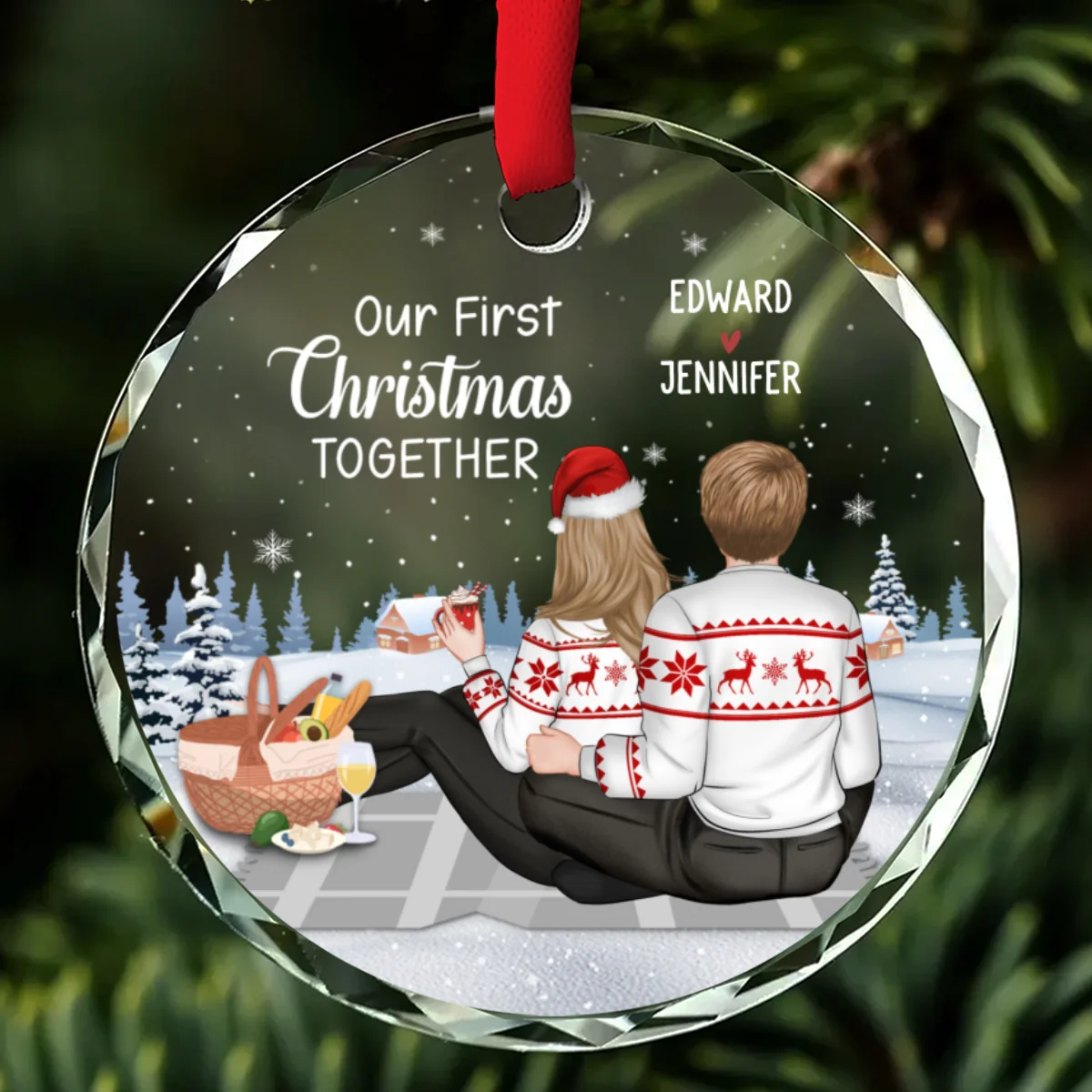 Our First Year - Personalized Custom Glass Ornament - Image 7