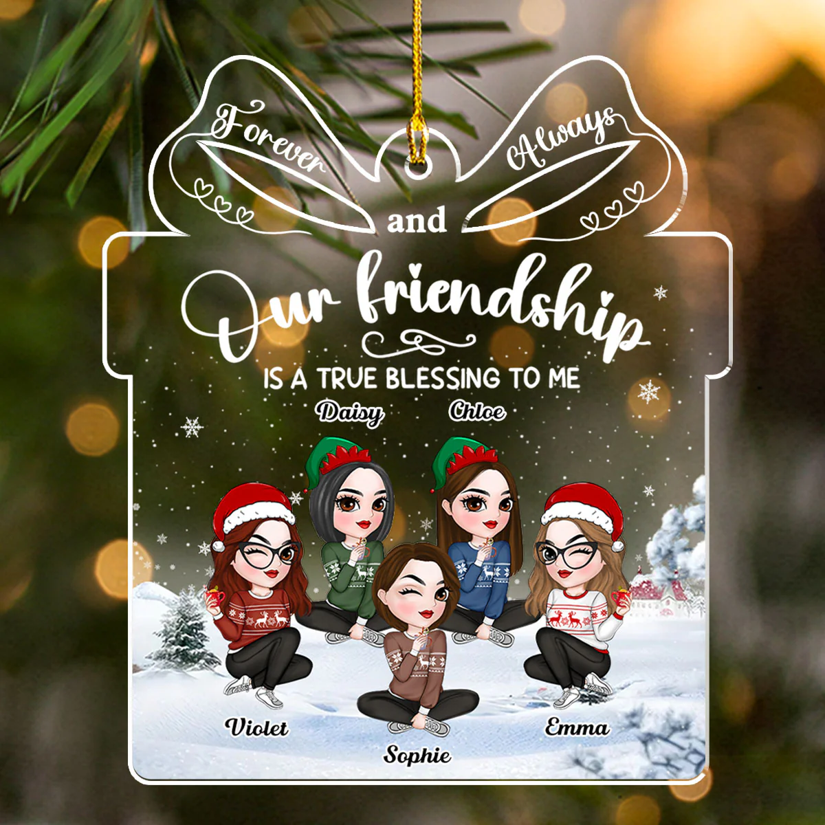 Our Friendship Is A True Blessing To Me - Personalized Custom Acrylic Ornament - Image 2