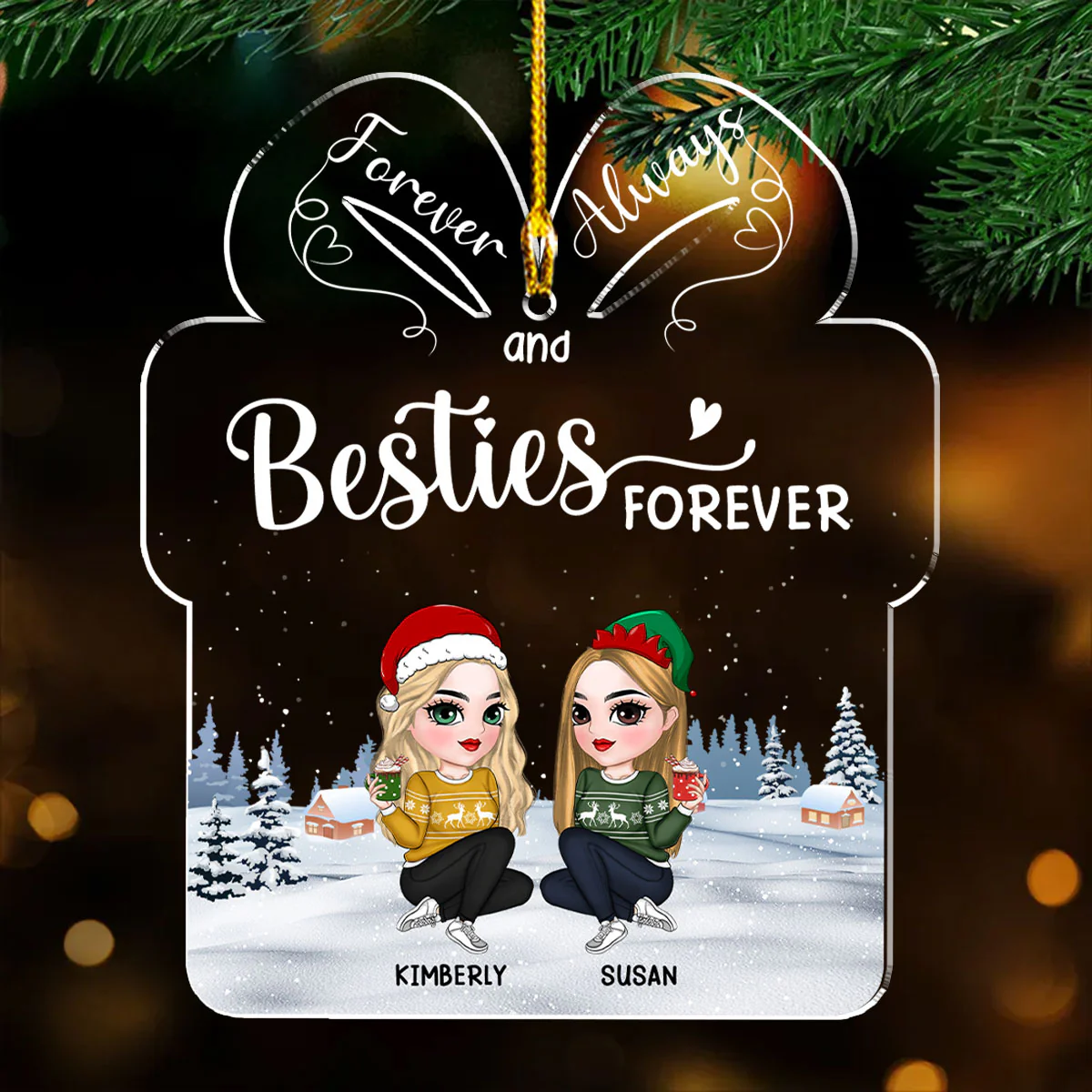 Our Friendship Is A True Blessing To Me - Personalized Custom Acrylic Ornament - Image 4