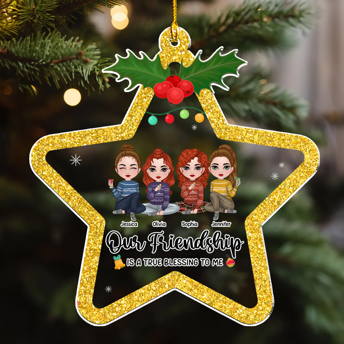 Our Friendship Is A True Blessing To Me - Personalized Custom Acrylic Ornament - Image 3