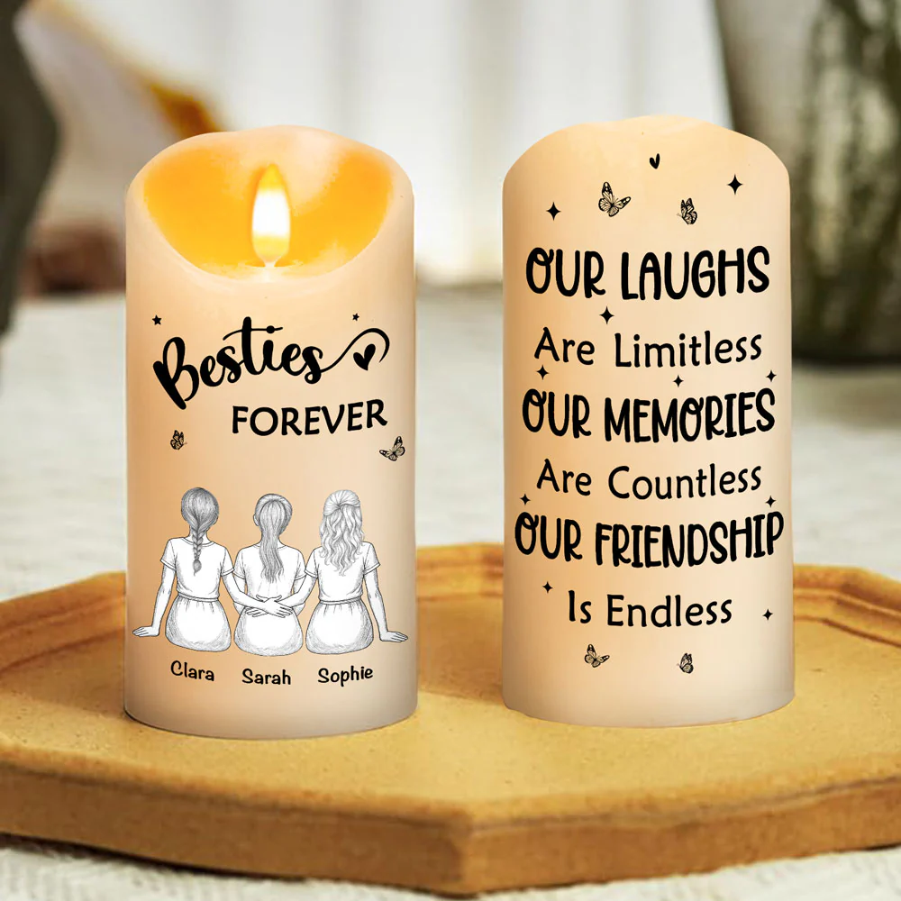 Our Friendship Is Endless Blue Toile - Personalized Custom LED Candle - Image 4