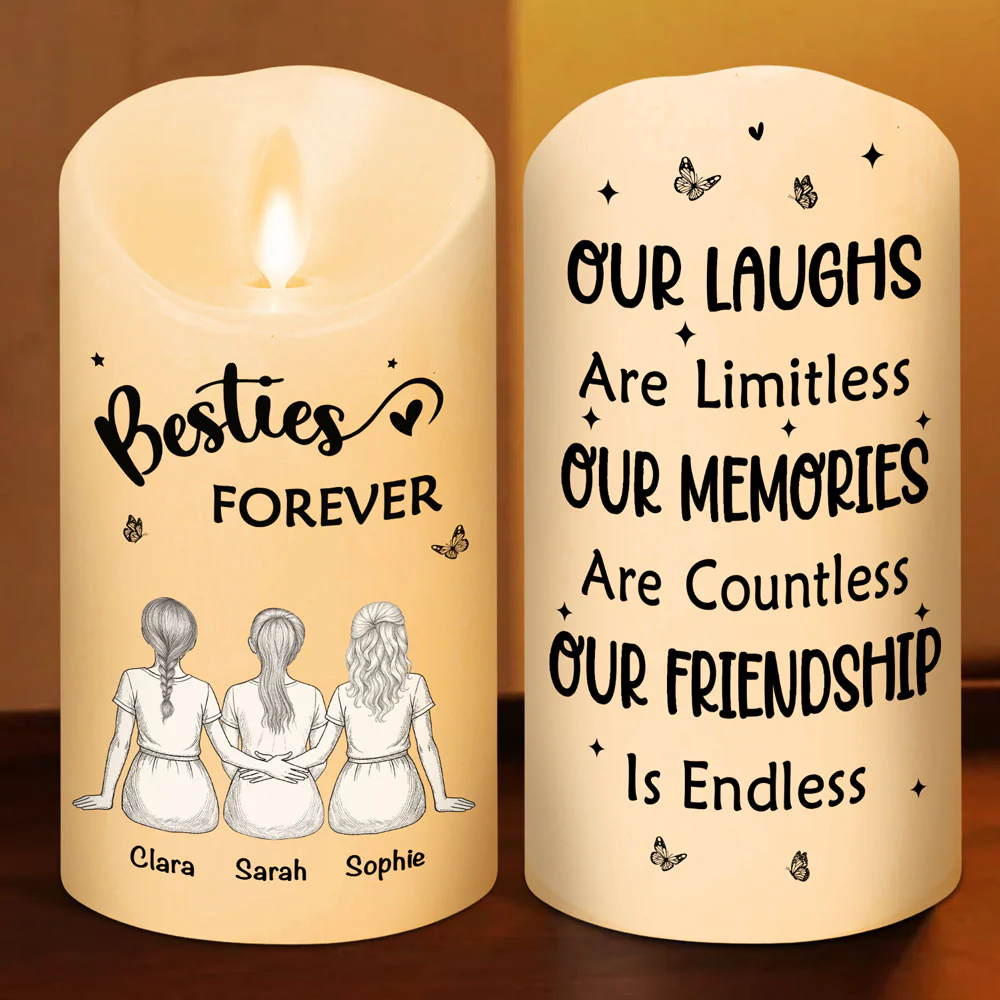 Our Friendship Is Endless Blue Toile - Personalized Custom LED Candle - Image 5