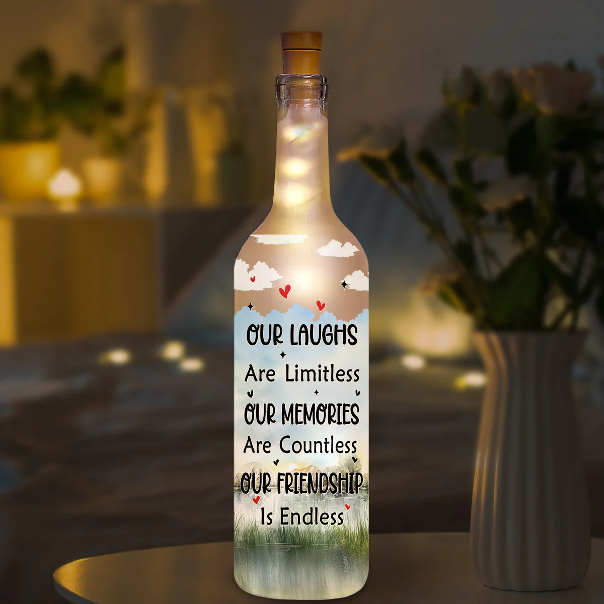Our Friendship Is Endless - Personalized Custom Bottle Lamp - Image 5
