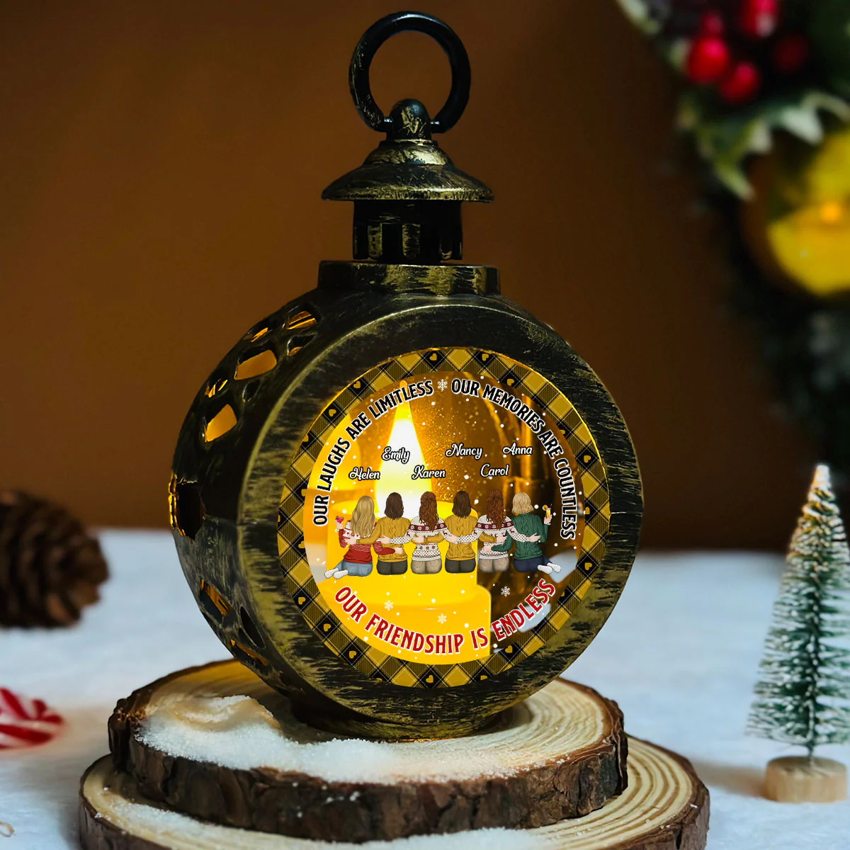 Our Friendship Is Endless - Personalized Custom Christmas Lantern - Image 5