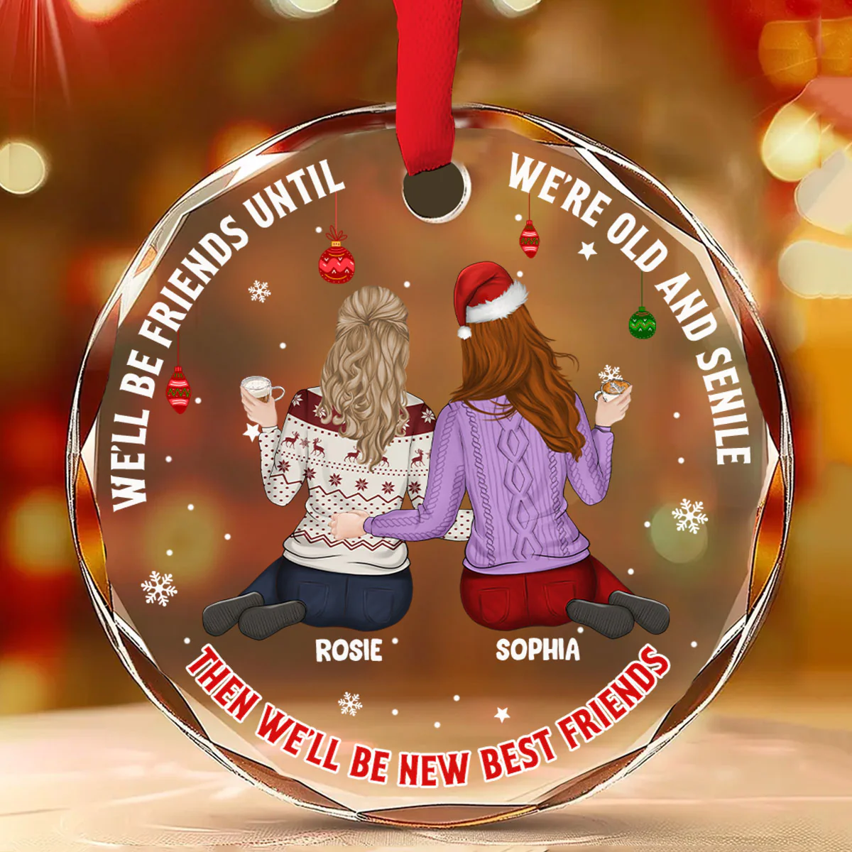 Our Friendship Is Endless - Personalized Custom Glass Ornament - Image 3