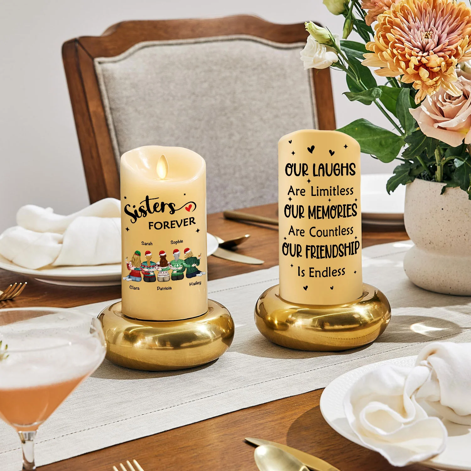 Our Friendship Is Endless - Personalized Custom LED Candle - Image 3