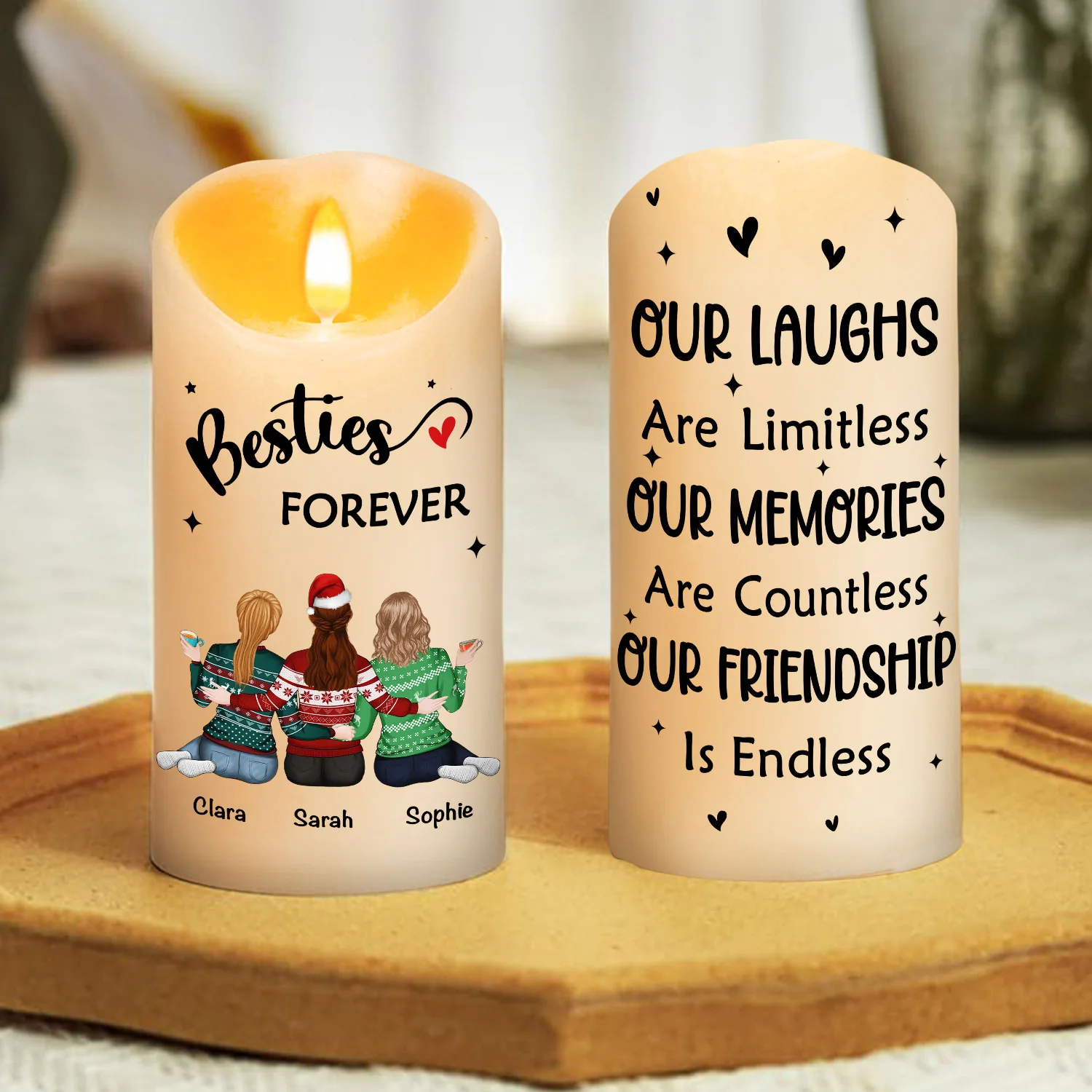 Our Friendship Is Endless - Personalized Custom LED Candle - Image 4
