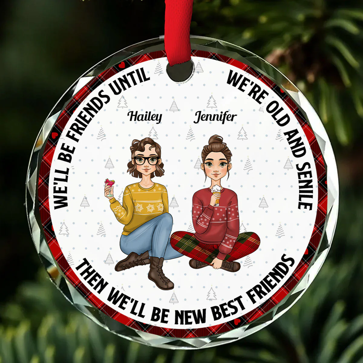 Our Friendship Is Endless Ver 2 - Personalized Custom Glass Ornament - Image 2