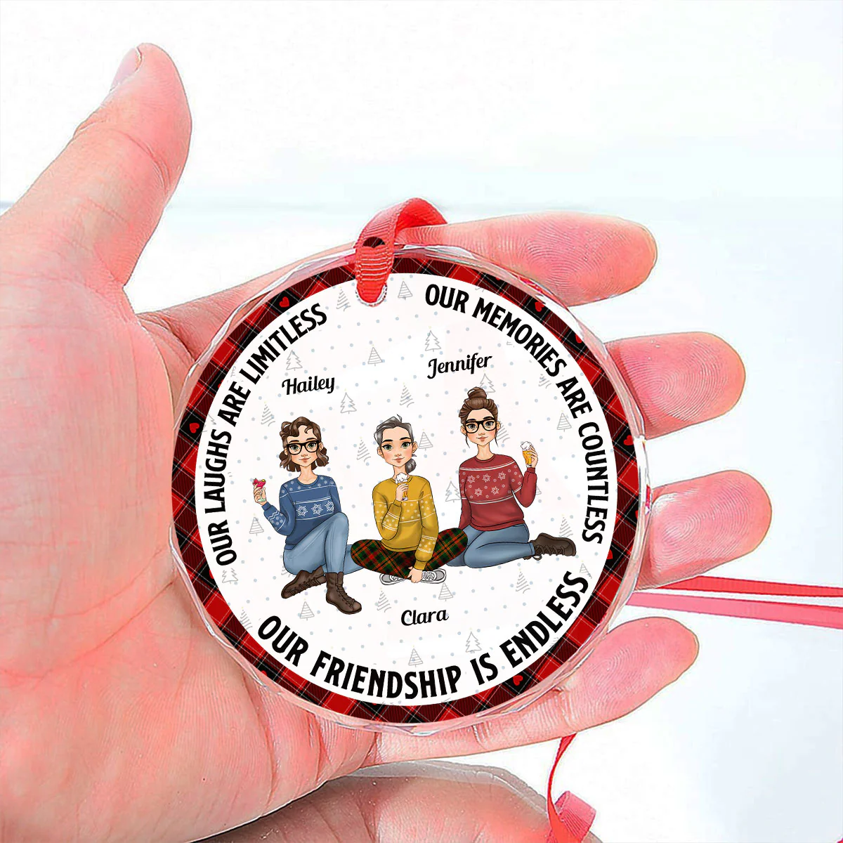 Our Friendship Is Endless Ver 2 - Personalized Custom Glass Ornament - Image 3