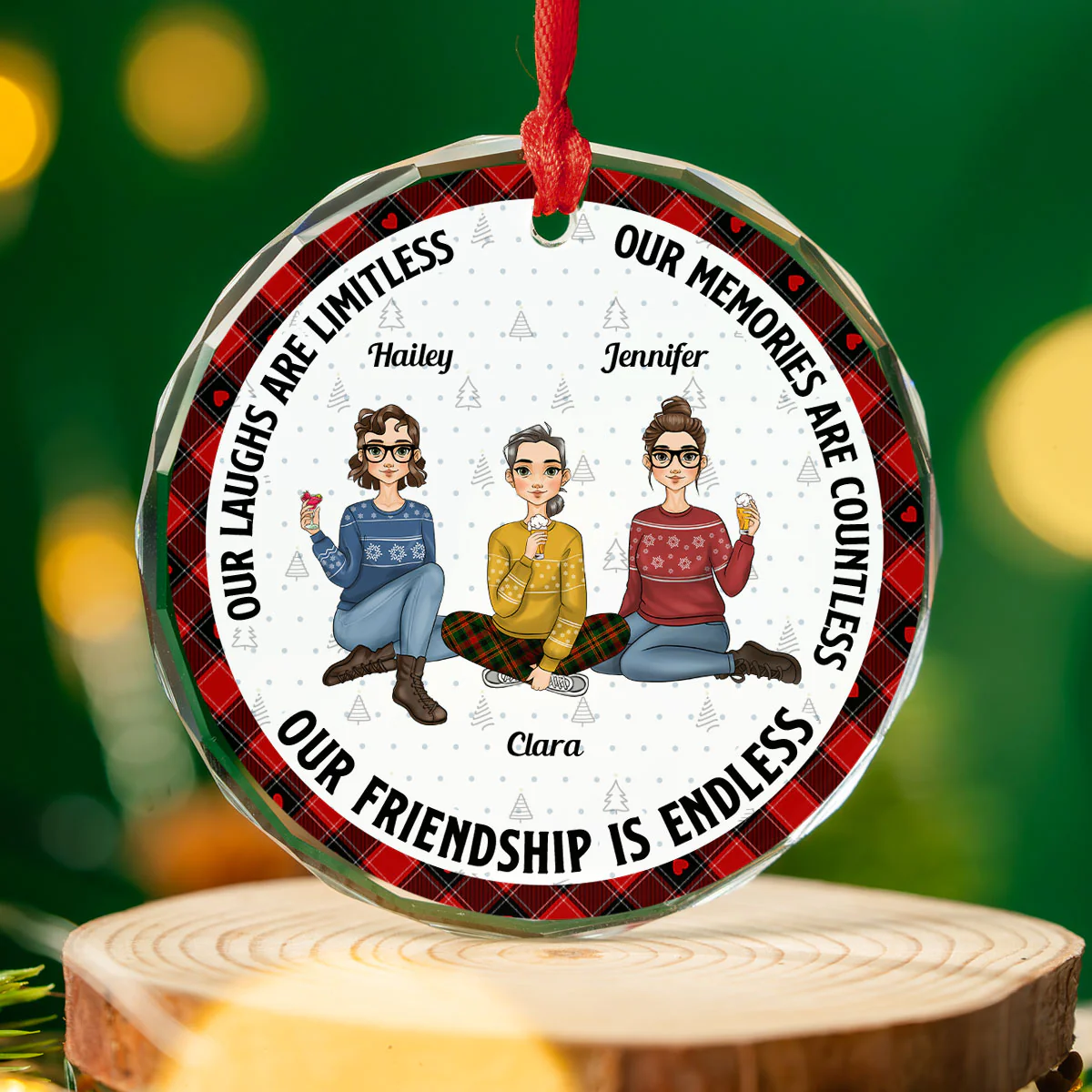Our Friendship Is Endless Ver 2 - Personalized Custom Glass Ornament - Image 5