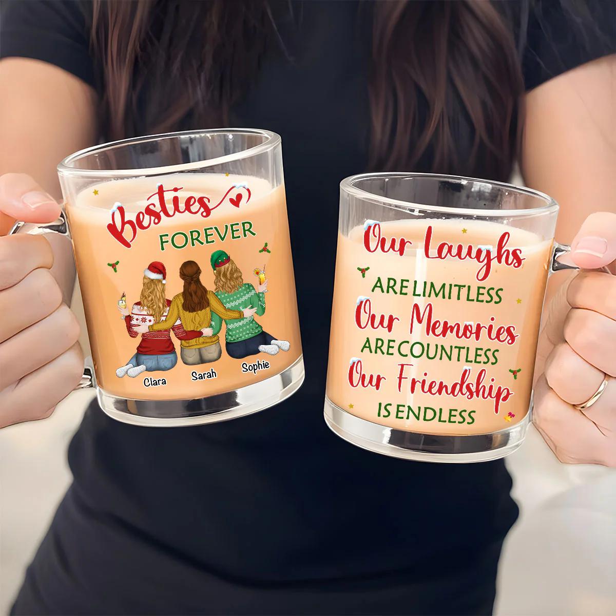Our Friendship - Personalized Custom Glass Mug - Image 4