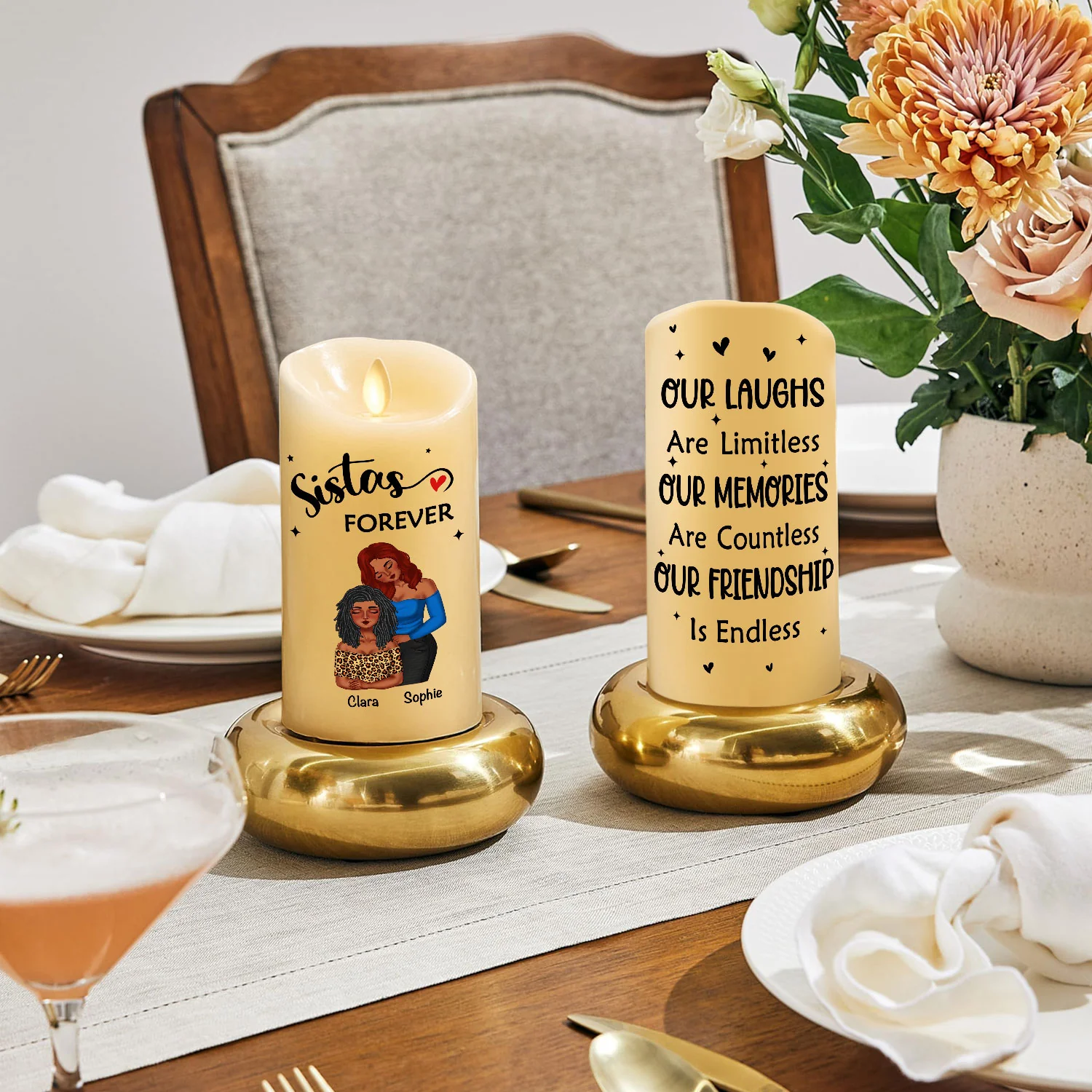 Our Friendship - Personalized Custom LED Candle - Image 4