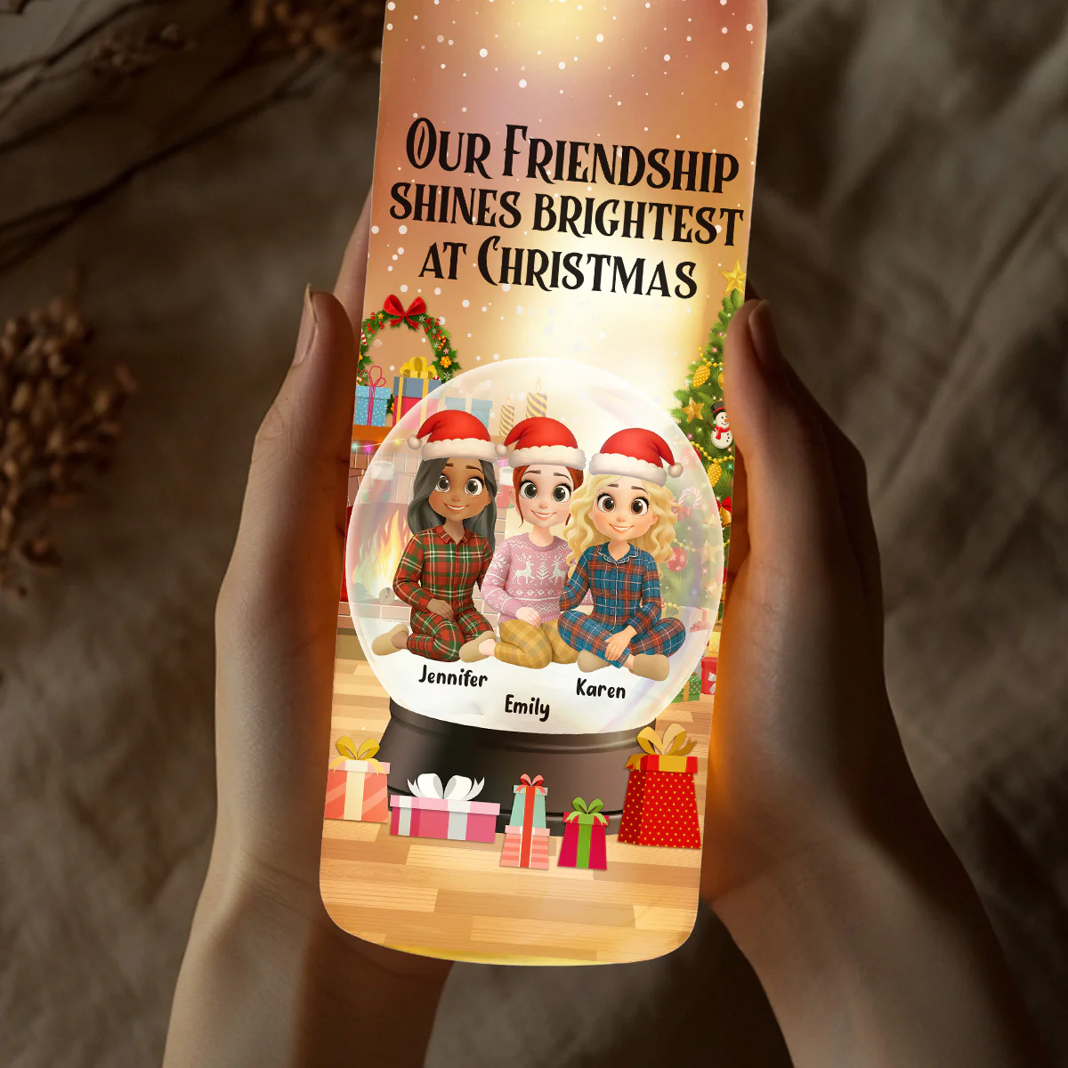 Our Friendship Shines Brightest - Personalized Custom Bottle Lamp - Image 4