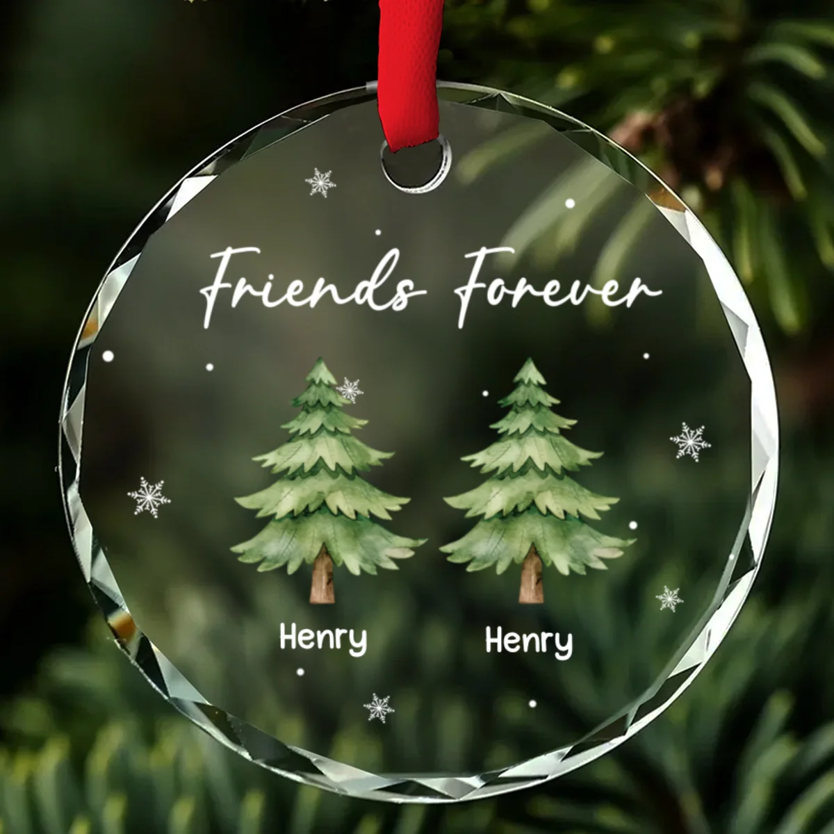 Our Friendship Sparkles Every Christmas - Personalized Custom Glass Ornament - Image 6