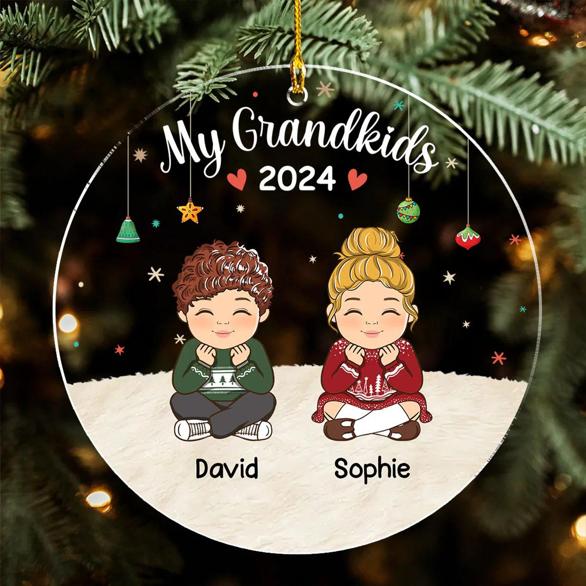 Our Grandkids Christmas - Personalized Custom Acrylic Ornament - Image 2