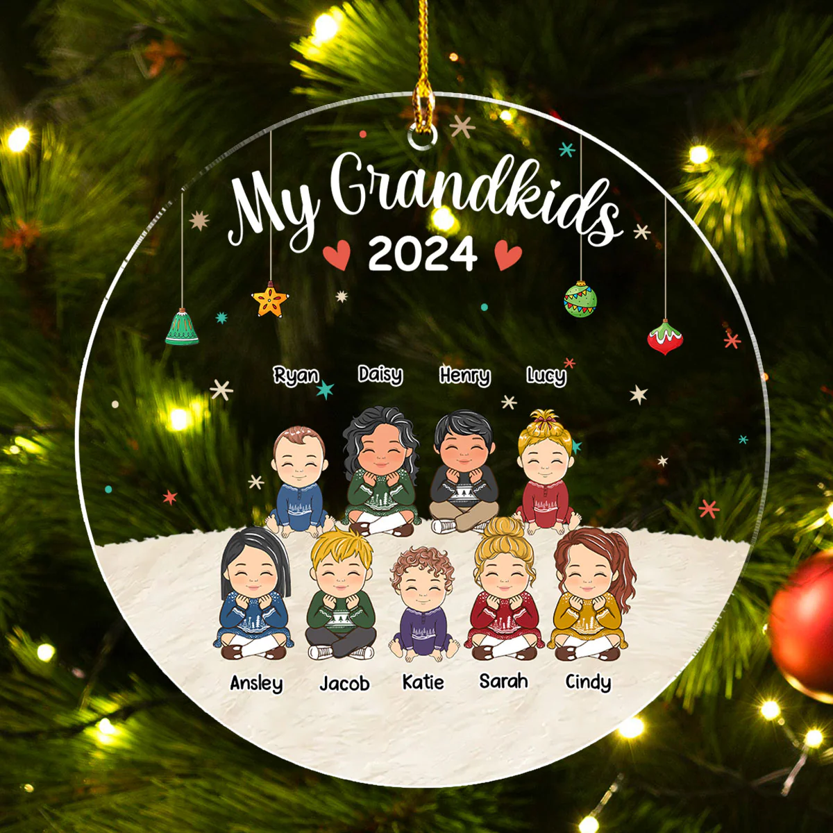 Our Grandkids Christmas - Personalized Custom Acrylic Ornament - Image 4