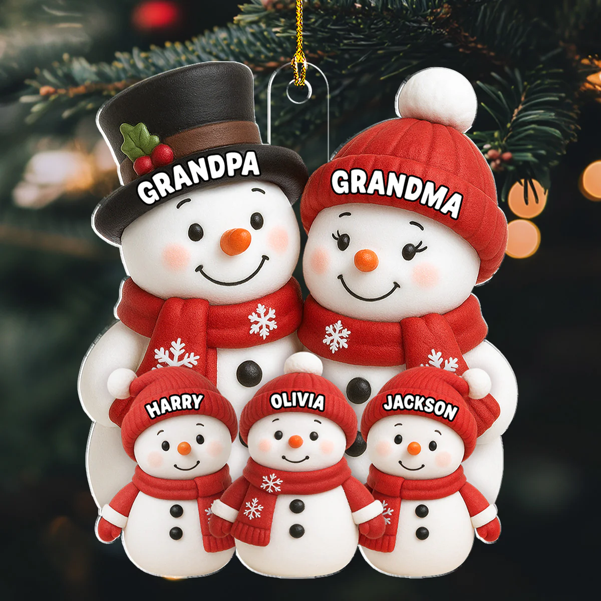 Our Grandkids Snow - Personalized Custom Acrylic Ornament - Image 2