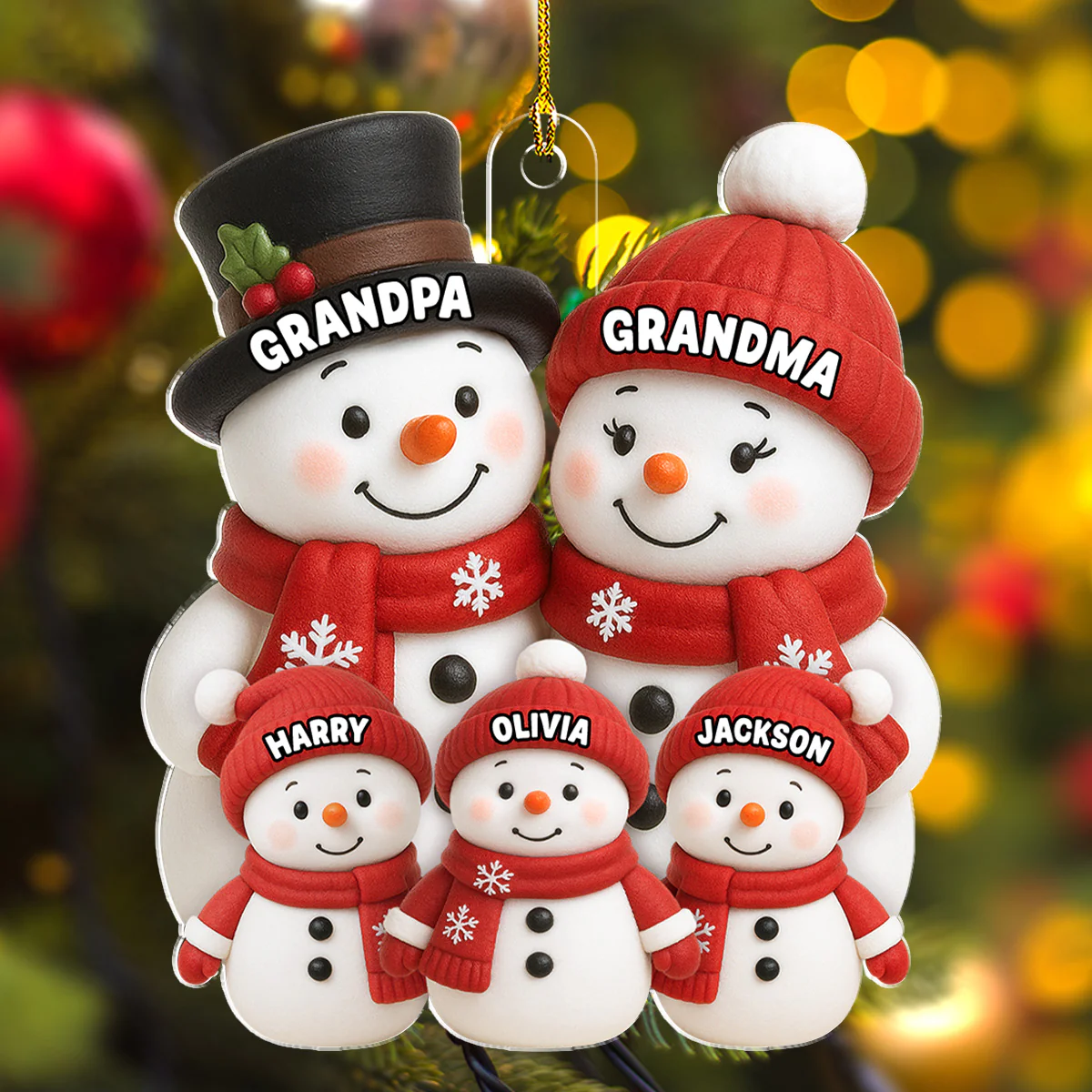 Our Grandkids Snow - Personalized Custom Acrylic Ornament - Image 3