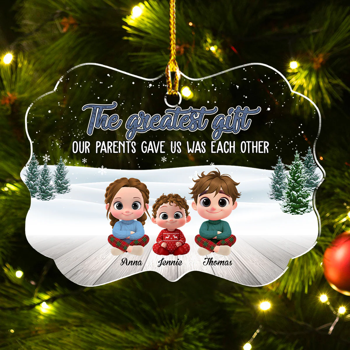 Our Greatest Gift Cartoon - Personalized Custom Acrylic Ornament - Image 3