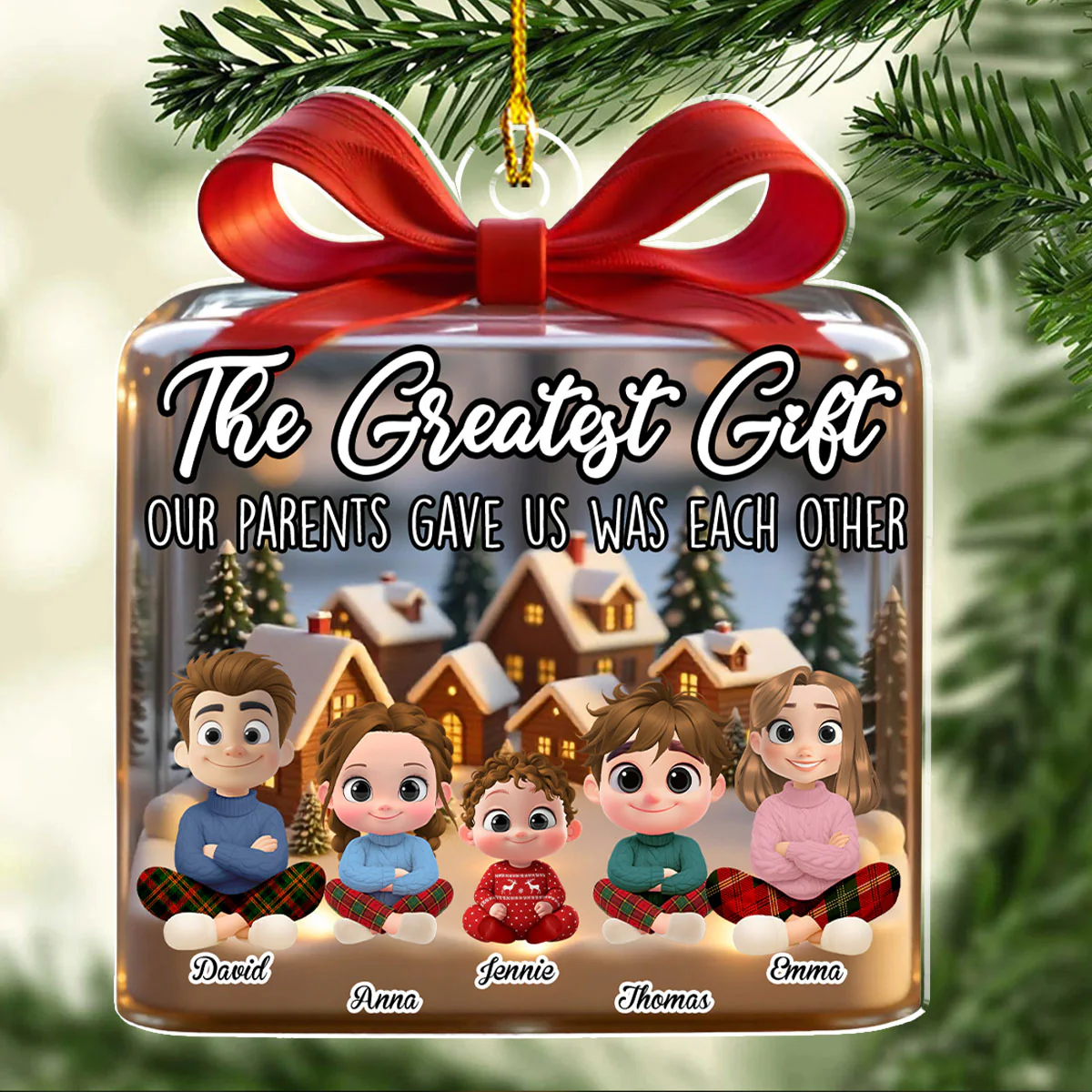Our Greatest Gift Forever Cartoon - Personalized Custom Acrylic Ornament - Image 2