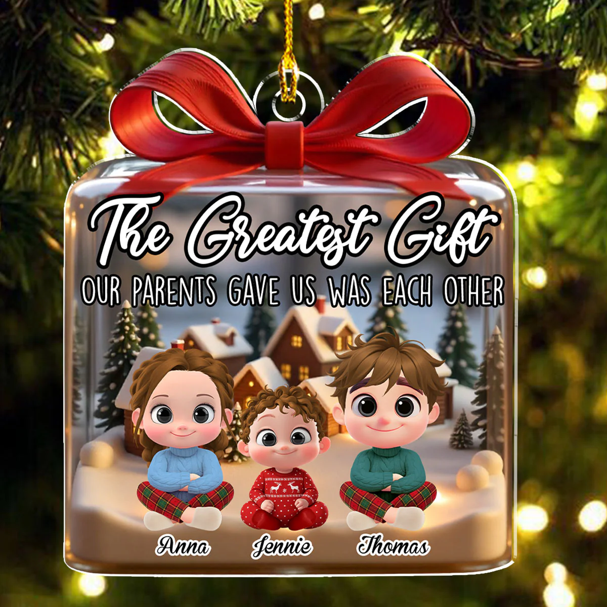 Our Greatest Gift Forever Cartoon - Personalized Custom Acrylic Ornament - Image 3