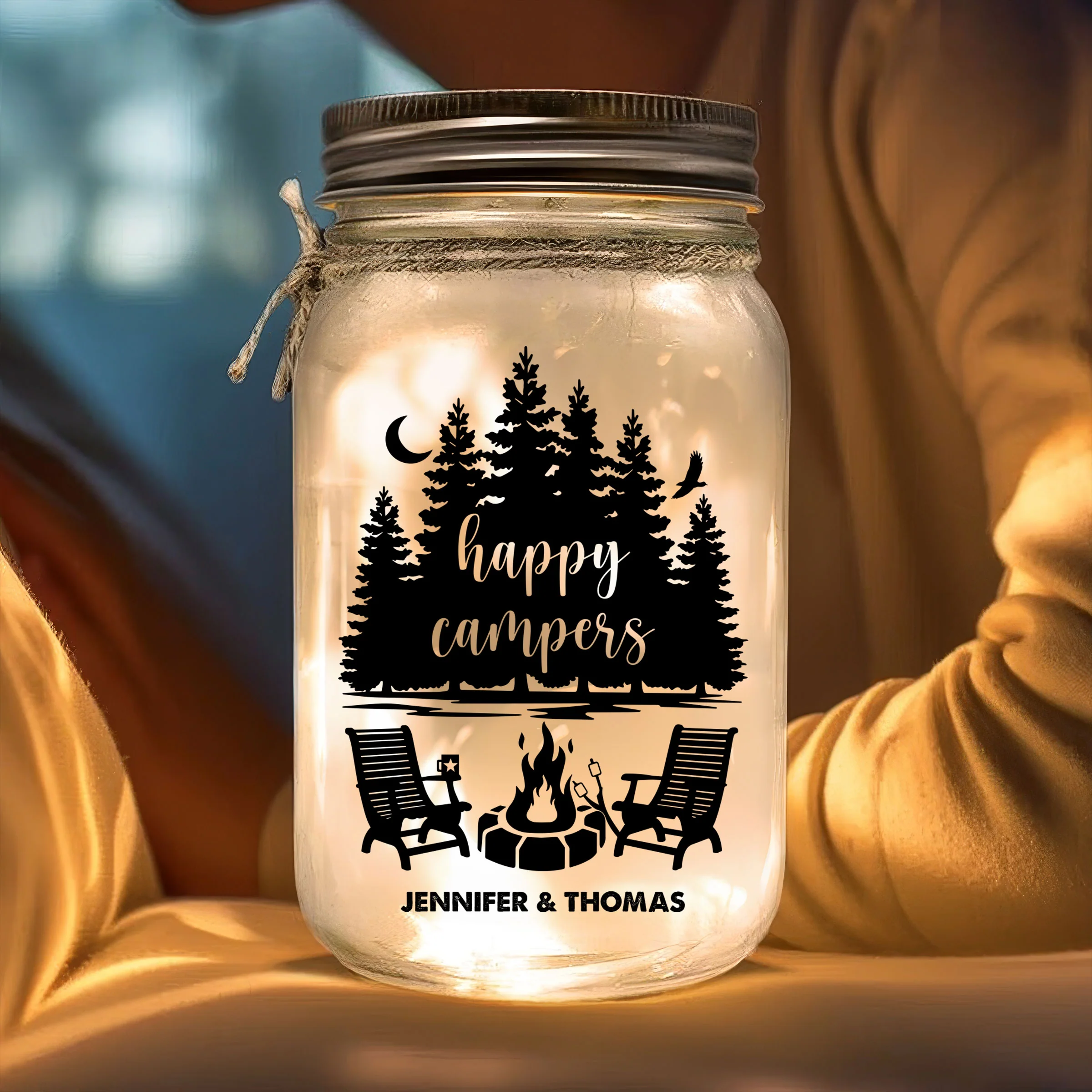Our Happy Place - Personalized Custom Mason Jar Light - Image 3