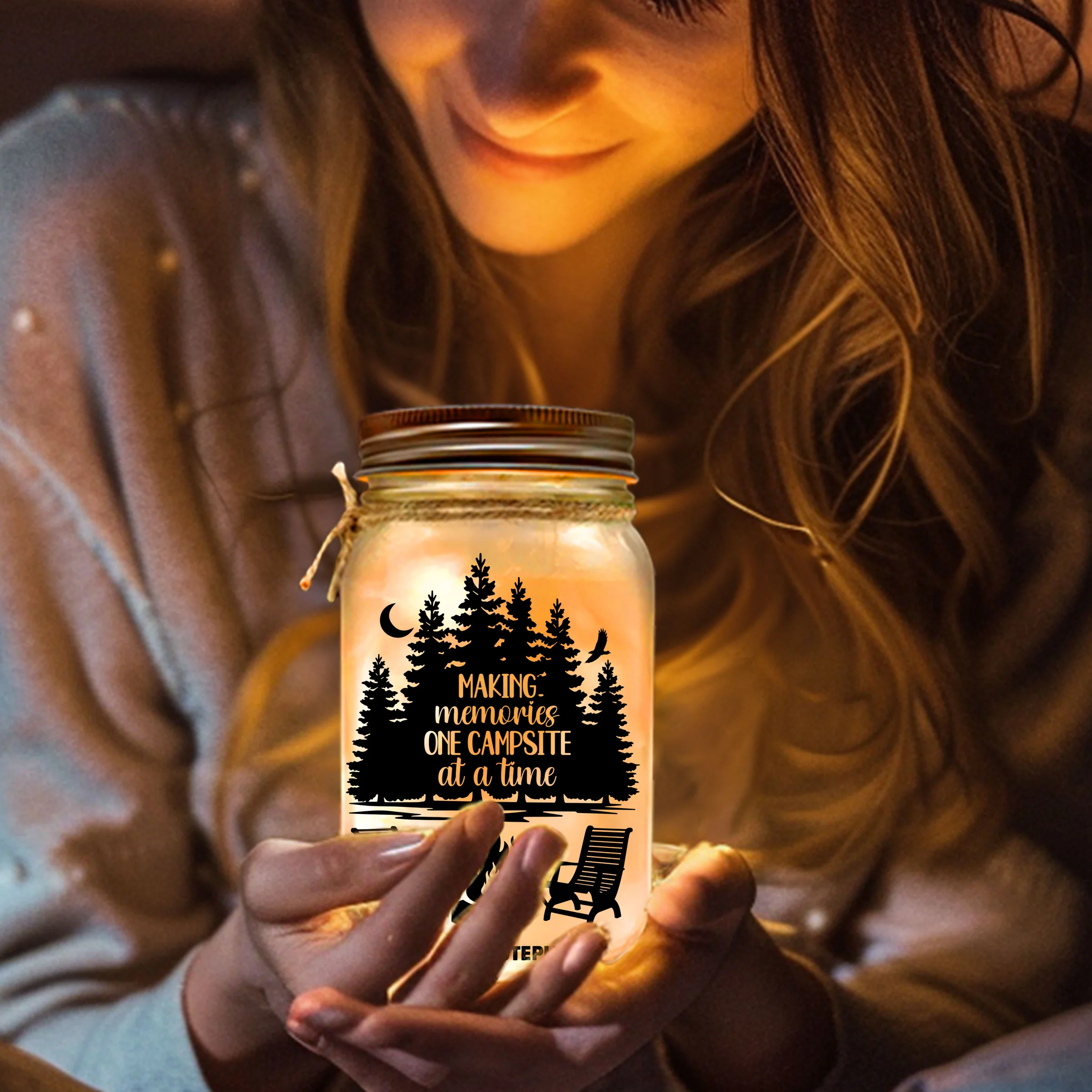 Our Happy Place - Personalized Custom Mason Jar Light - Image 4