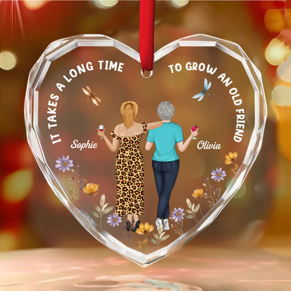 Our Hearts Are Very Old Friends - Personalized Custom Glass Ornament - Image 5